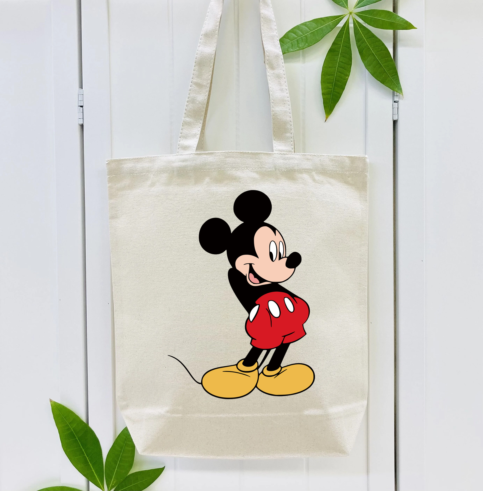ミッキーマウス Mickey Mouse 縦型キャンバス生地手提げバッグ　トートバッグ