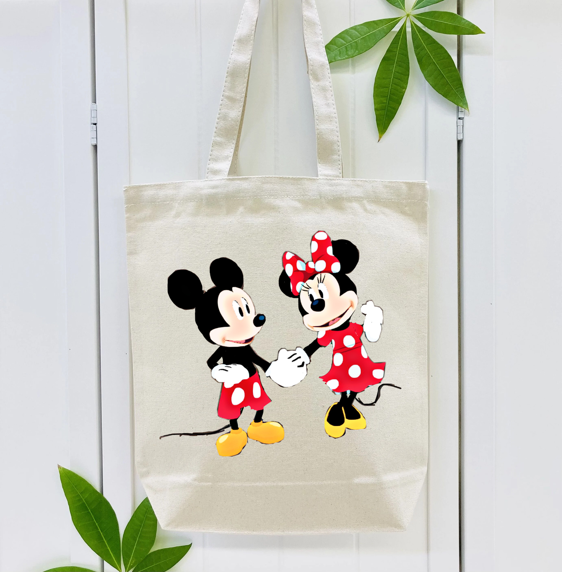 ミッキーマウス Mickey Mouse 縦型キャンバス生地手提げバッグ　トートバッグ