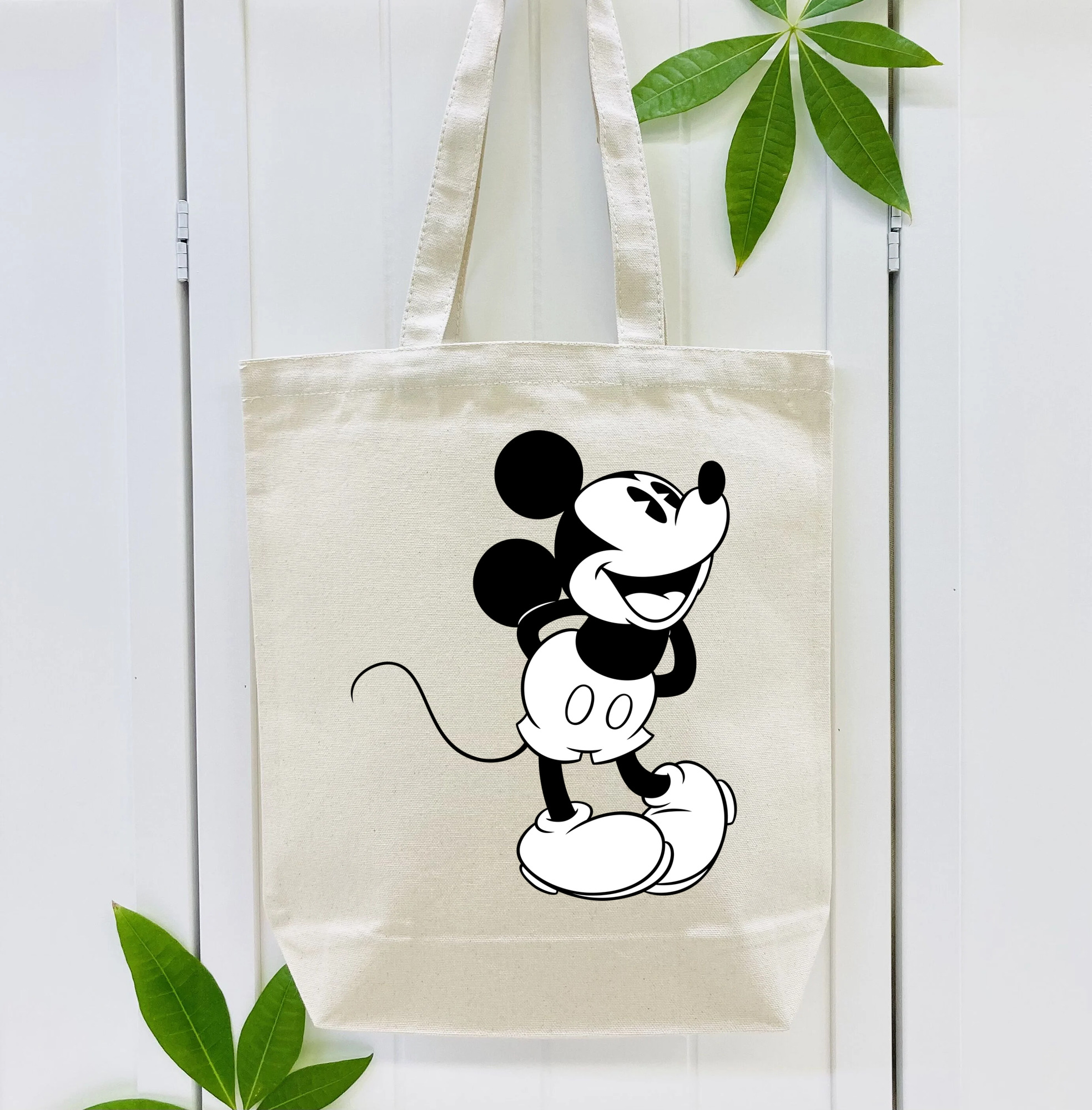 ミッキーマウス Mickey Mouse 縦型キャンバス生地手提げバッグ　トートバッグ