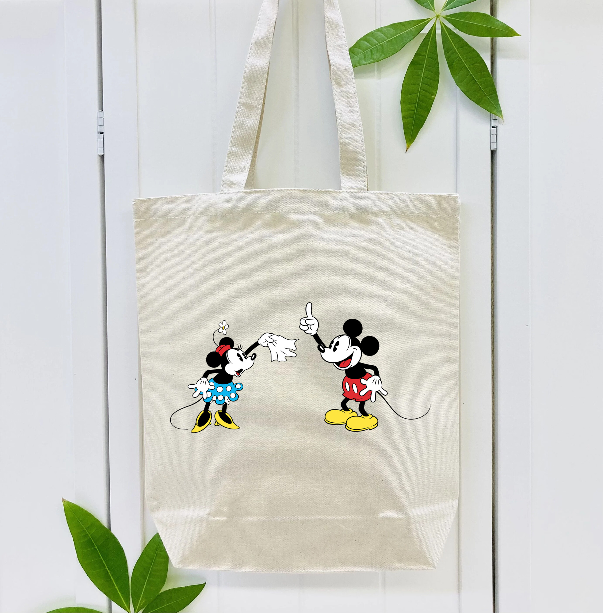 ミッキーマウス Mickey Mouse 縦型キャンバス生地手提げバッグ　トートバッグ