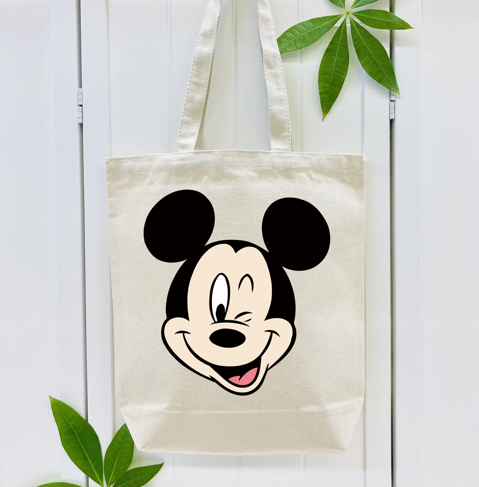 ミッキーマウス Mickey Mouse 縦型キャンバス生地手提げバッグ　トートバッグ
