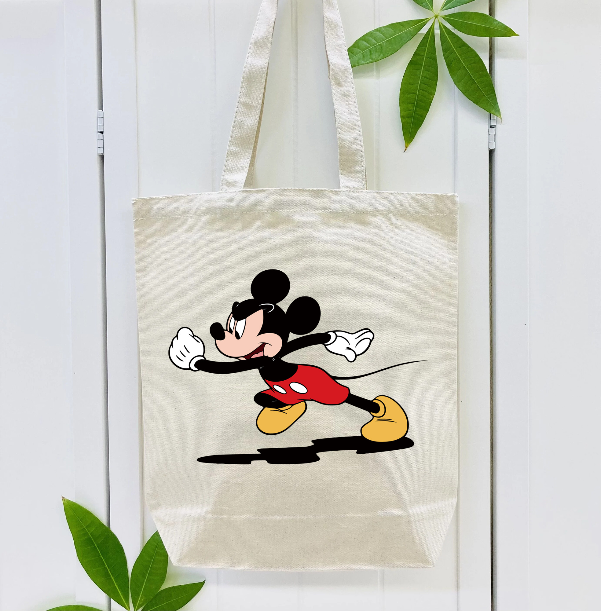 ミッキーマウス Mickey Mouse 縦型キャンバス生地手提げバッグ　トートバッグ