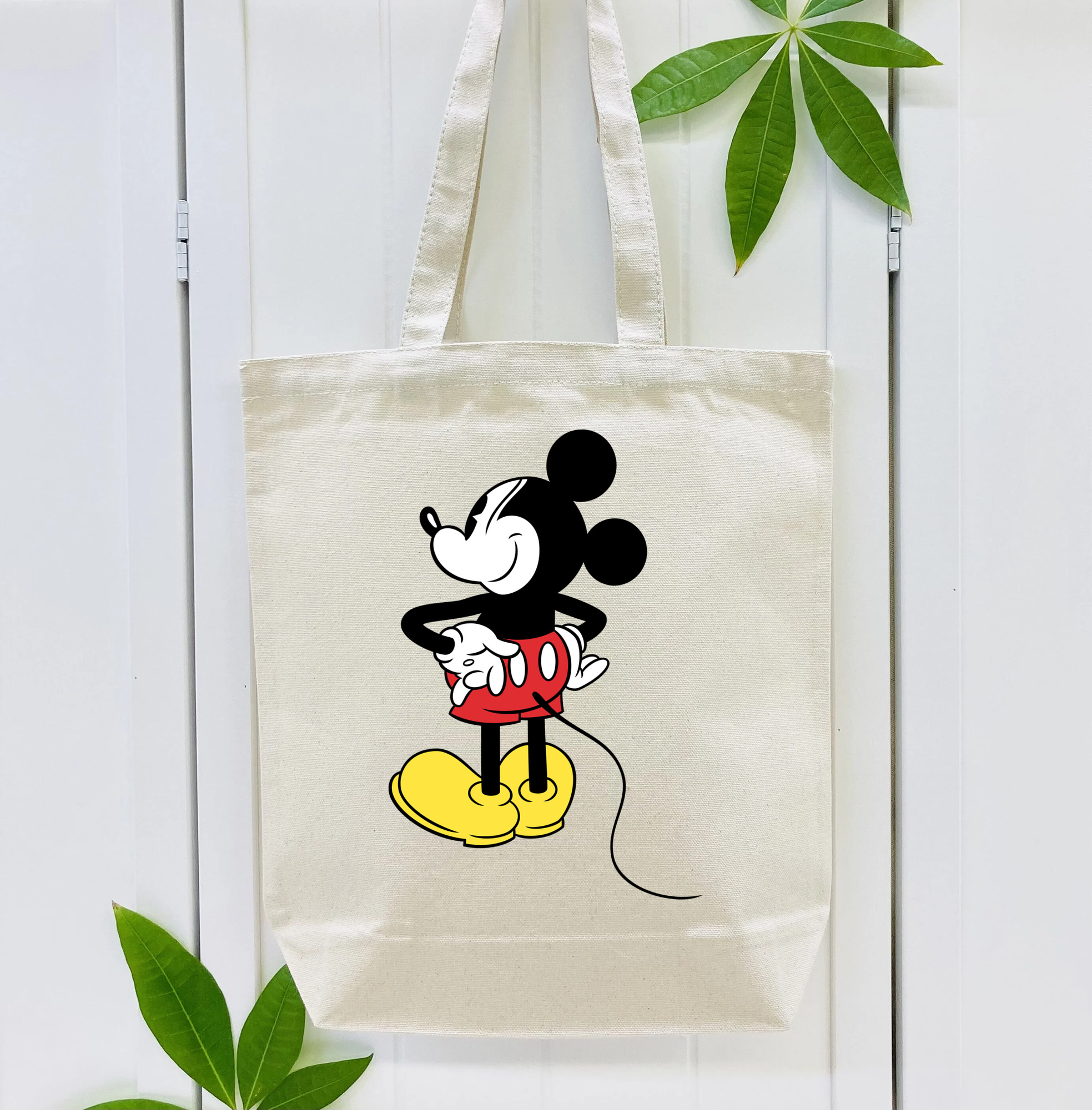 ミッキーマウス Mickey Mouse 縦型キャンバス生地手提げバッグ　トートバッグ