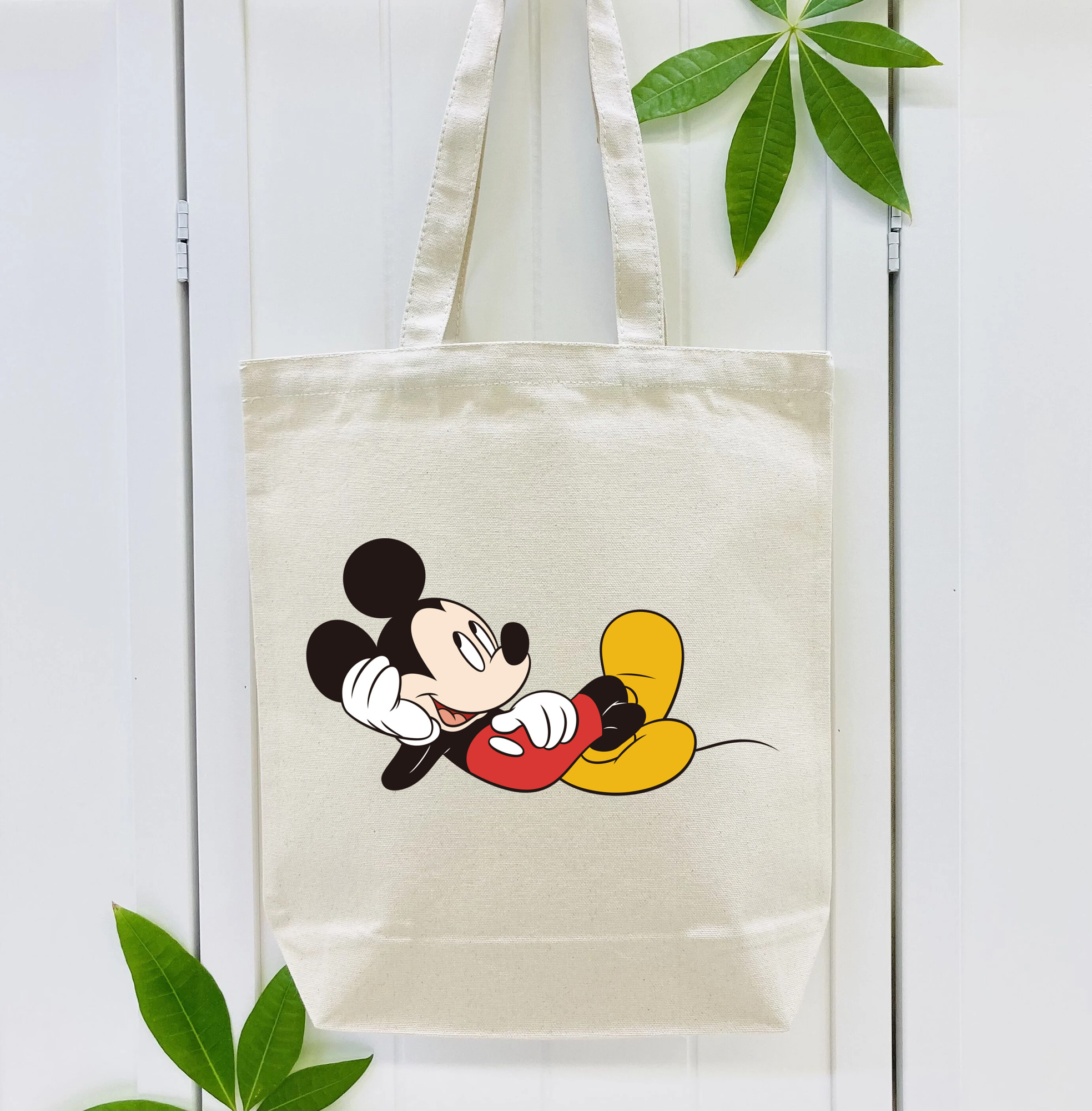ミッキーマウス Mickey Mouse 縦型キャンバス生地手提げバッグ　トートバッグ
