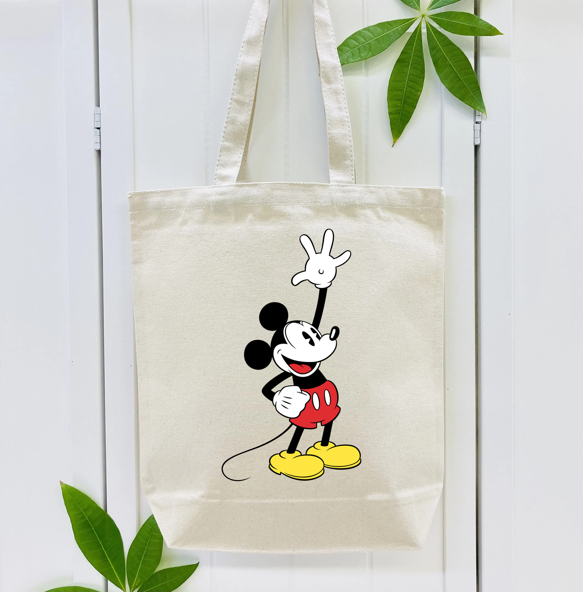 ミッキーマウス Mickey Mouse 縦型キャンバス生地手提げバッグ　トートバッグ