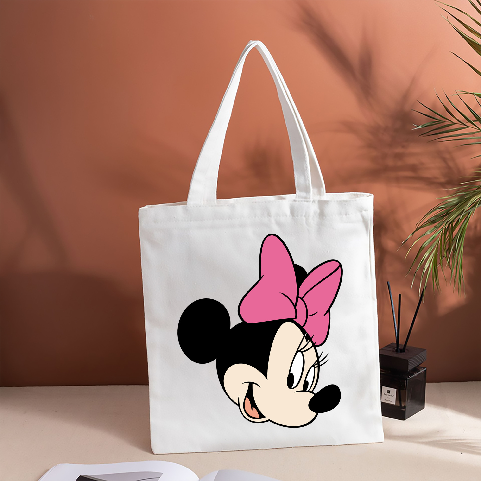 ミッキーマウス Mickey Mouse 縦型キャンバス生地手提げバッグ　トートバッグ