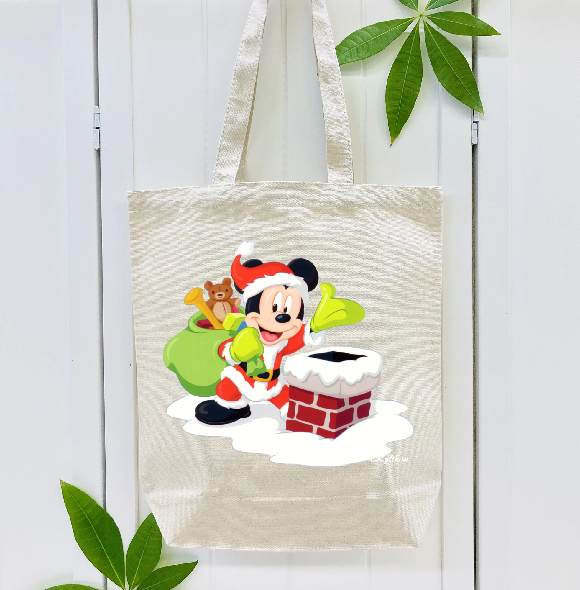 ミッキーマウス Mickey Mouse 縦型キャンバス生地手提げバッグ　トートバッグ