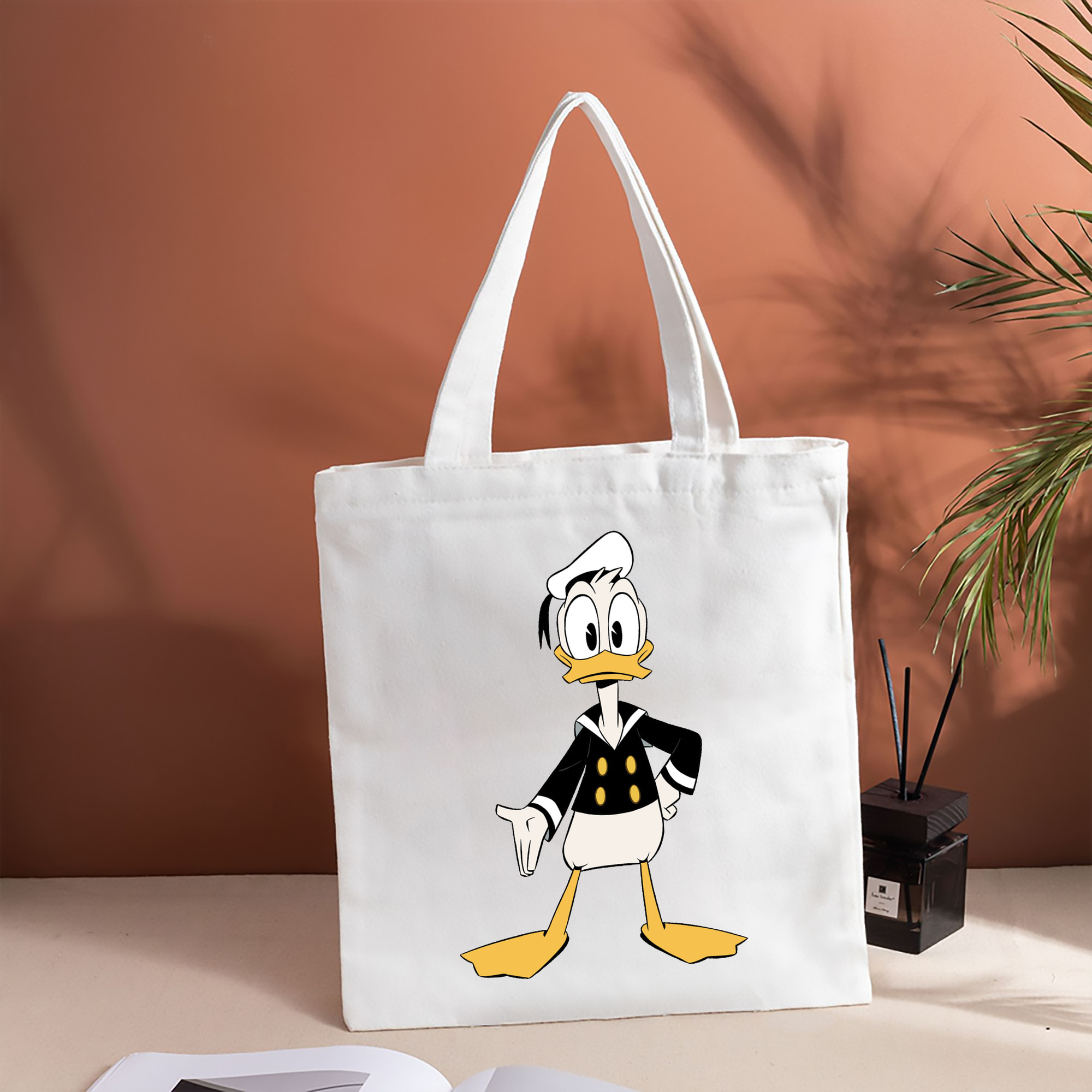 ミッキーマウス Mickey Mouse 縦型キャンバス生地手提げバッグ　トートバッグ