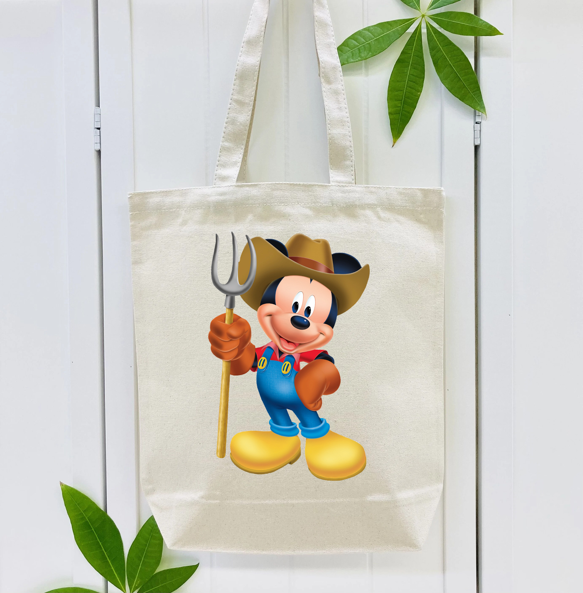 ミッキーマウス Mickey Mouse 縦型キャンバス生地手提げバッグ　トートバッグ