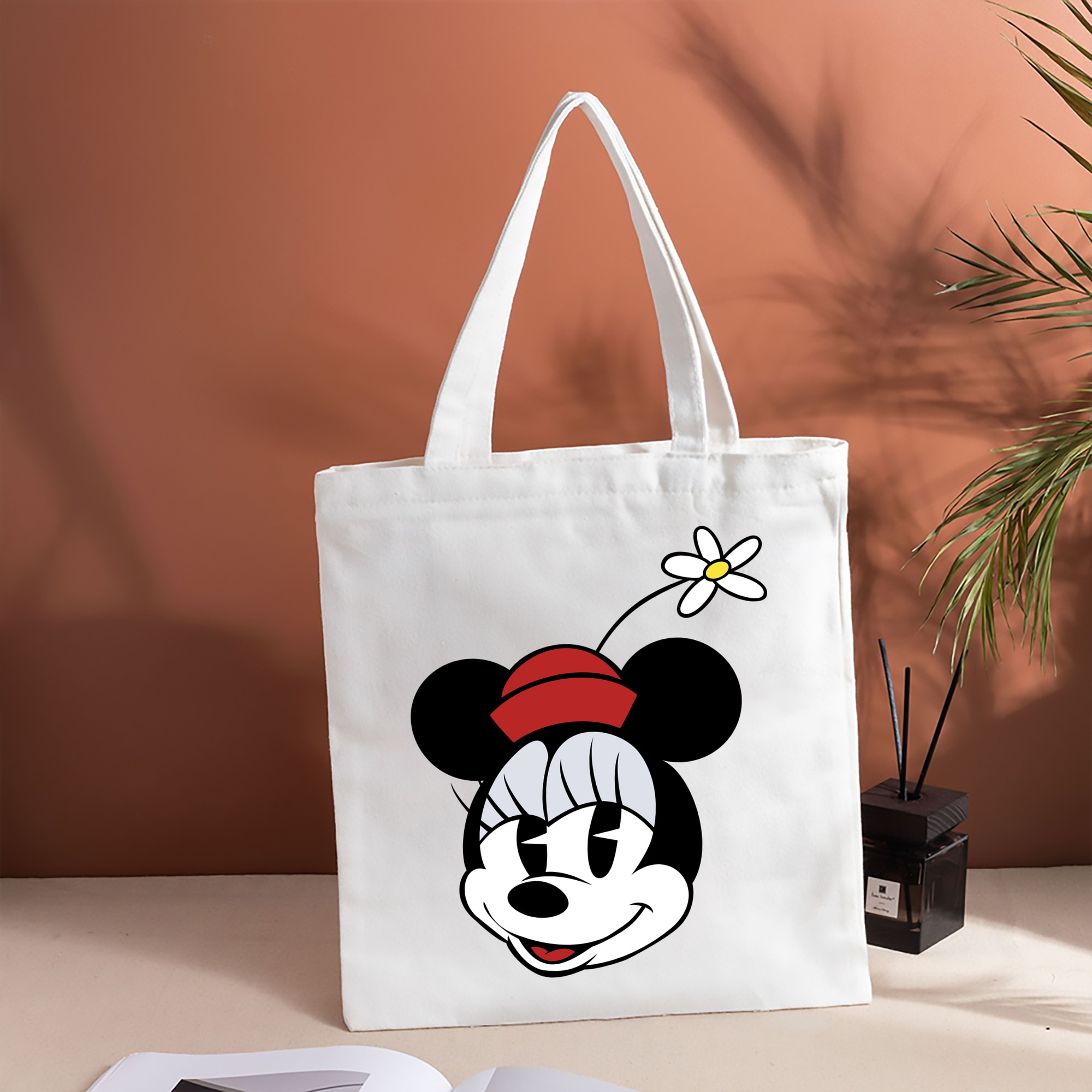 ミッキーマウス Mickey Mouse 縦型キャンバス生地手提げバッグ　トートバッグ