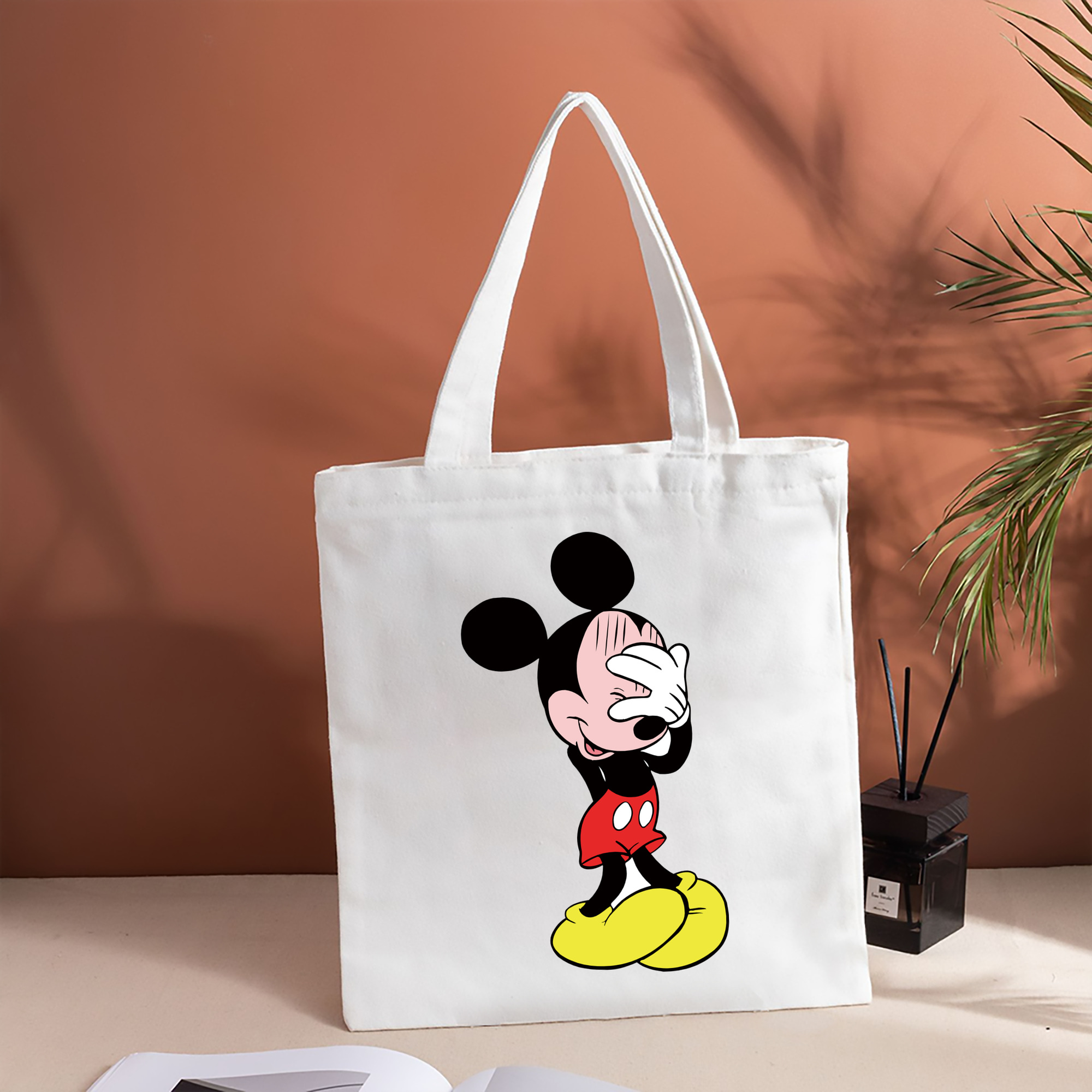 ミッキーマウス Mickey Mouse 縦型キャンバス生地手提げバッグ　トートバッグ