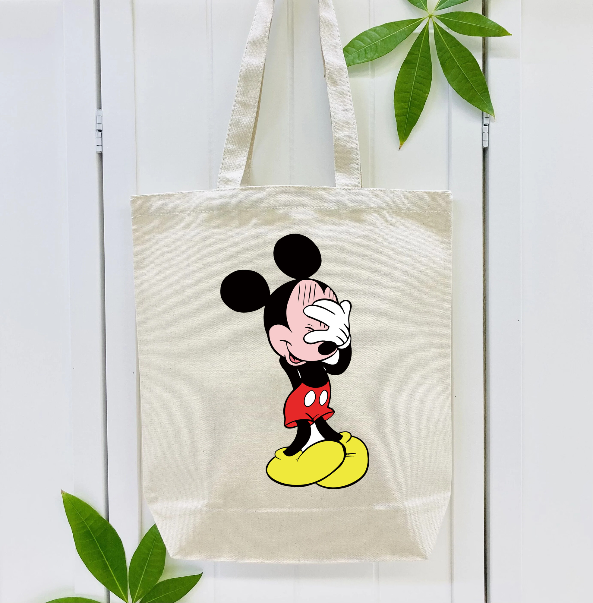ミッキーマウス Mickey Mouse 縦型キャンバス生地手提げバッグ　トートバッグ