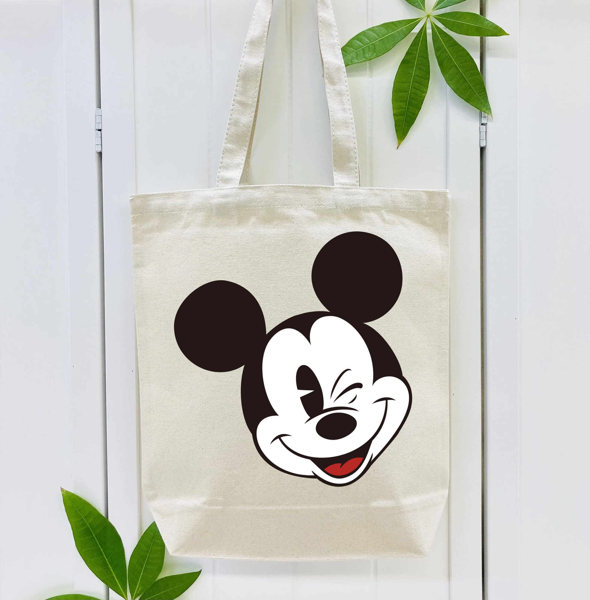 ミッキーマウス Mickey Mouse 縦型キャンバス生地手提げバッグ　トートバッグ