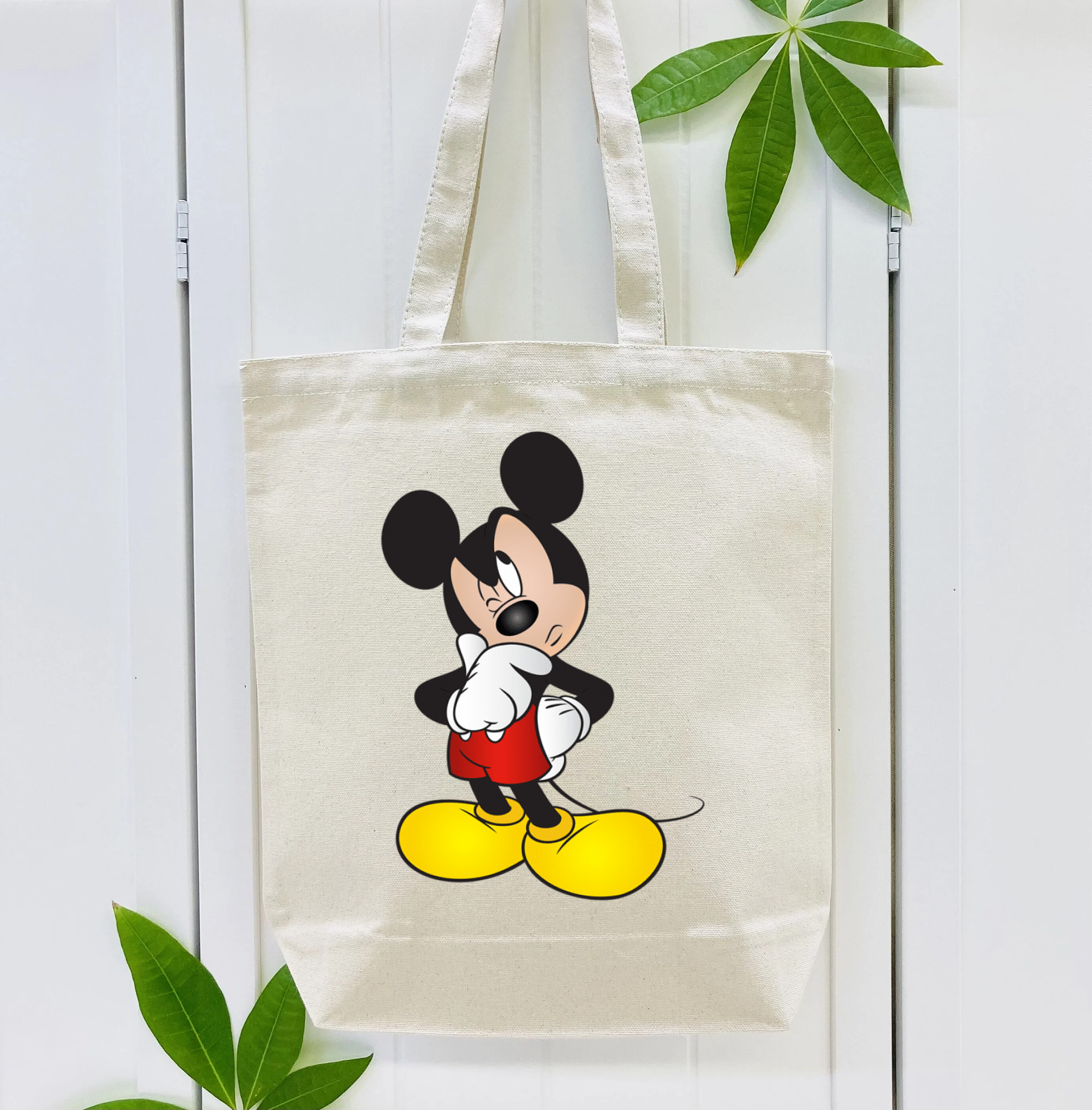 ミッキーマウス Mickey Mouse 縦型キャンバス生地手提げバッグ　トートバッグ