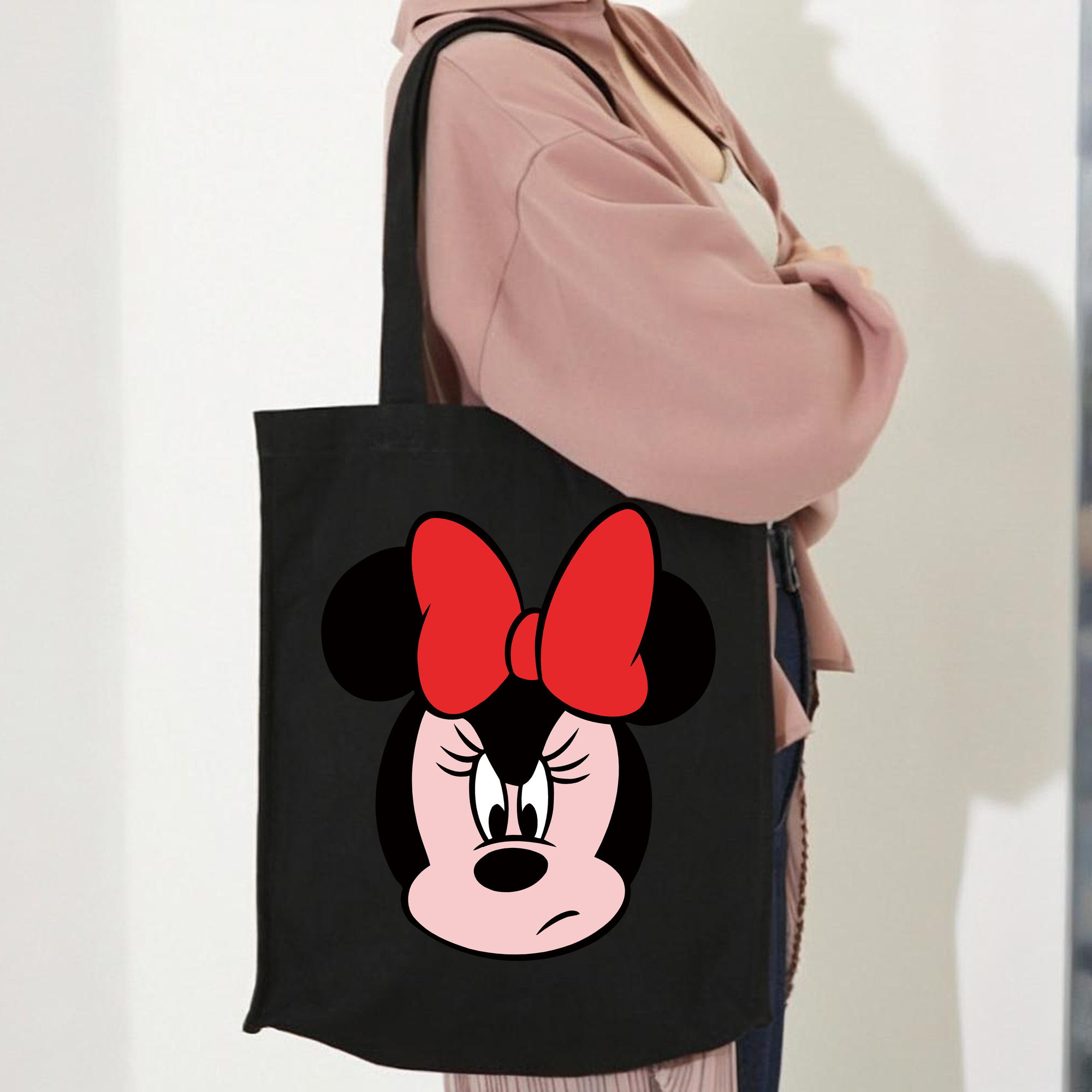 ミッキーマウス Mickey Mouse 縦型キャンバス生地手提げバッグ　トートバッグ