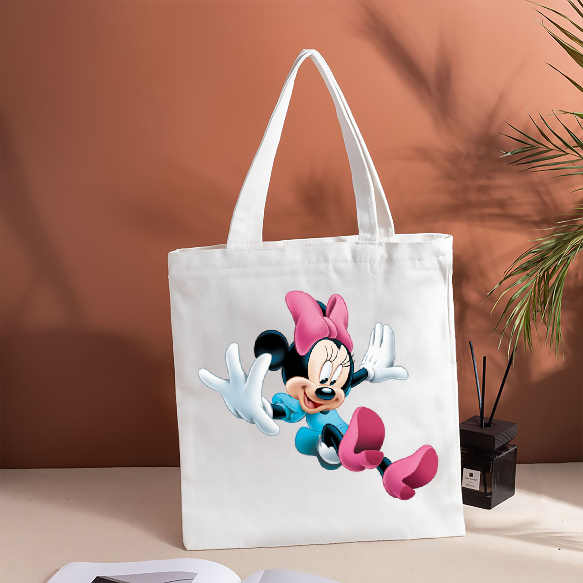 ミッキーマウス Mickey Mouse 縦型キャンバス生地手提げバッグ　トートバッグ