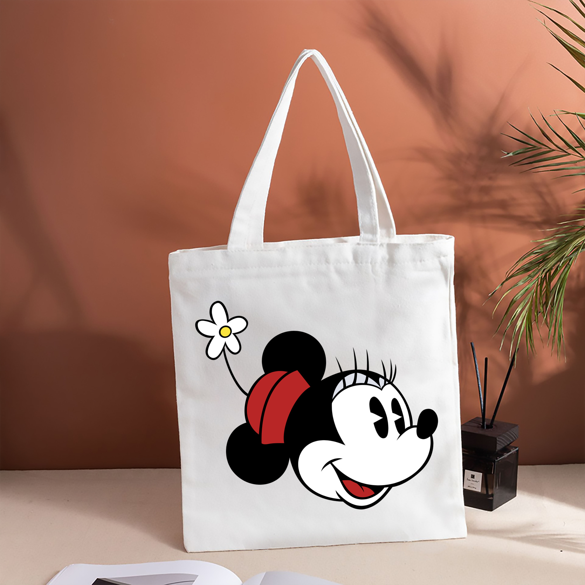 ミッキーマウス Mickey Mouse 縦型キャンバス生地手提げバッグ　トートバッグ