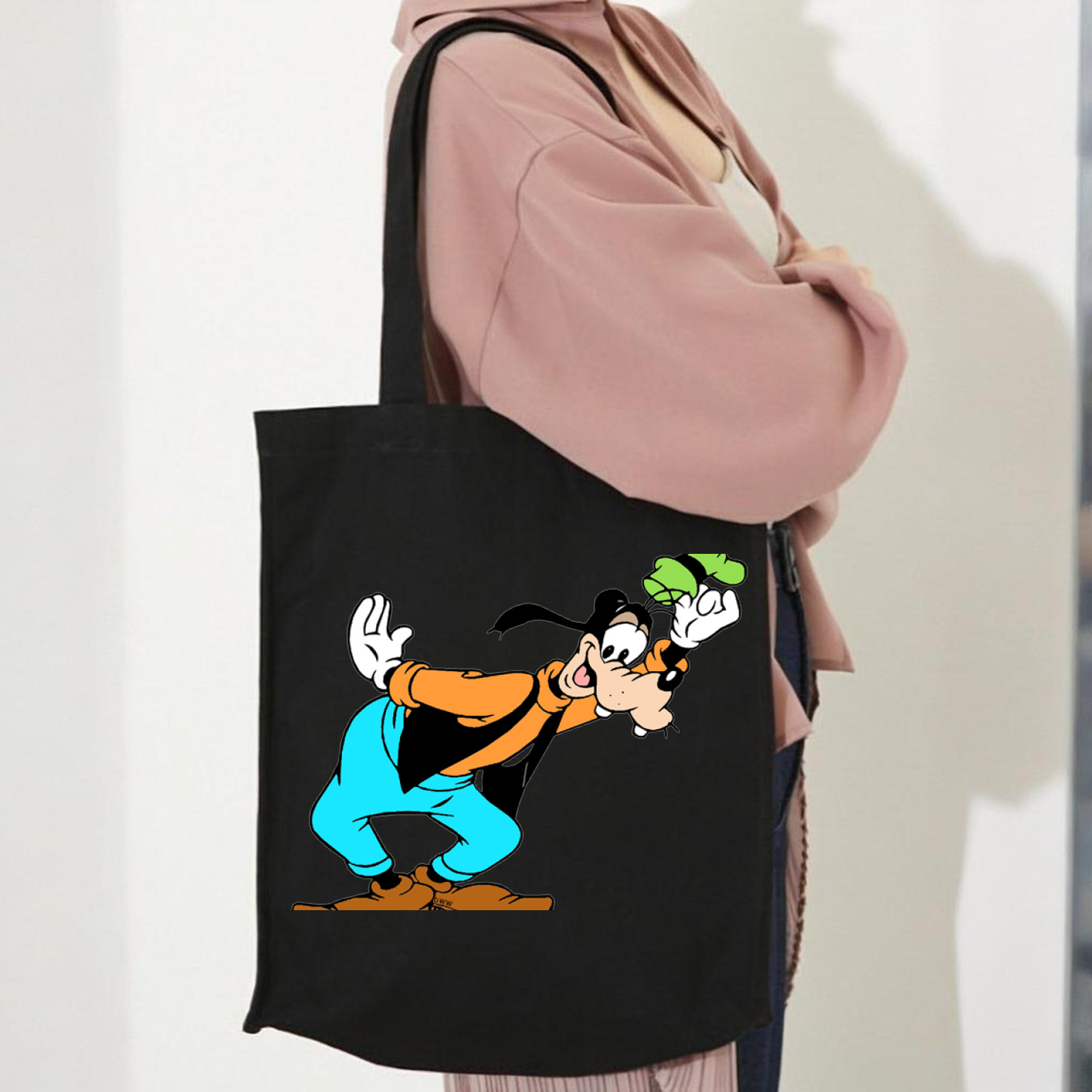 ミッキーマウス Mickey Mouse 縦型キャンバス生地手提げバッグ　トートバッグ