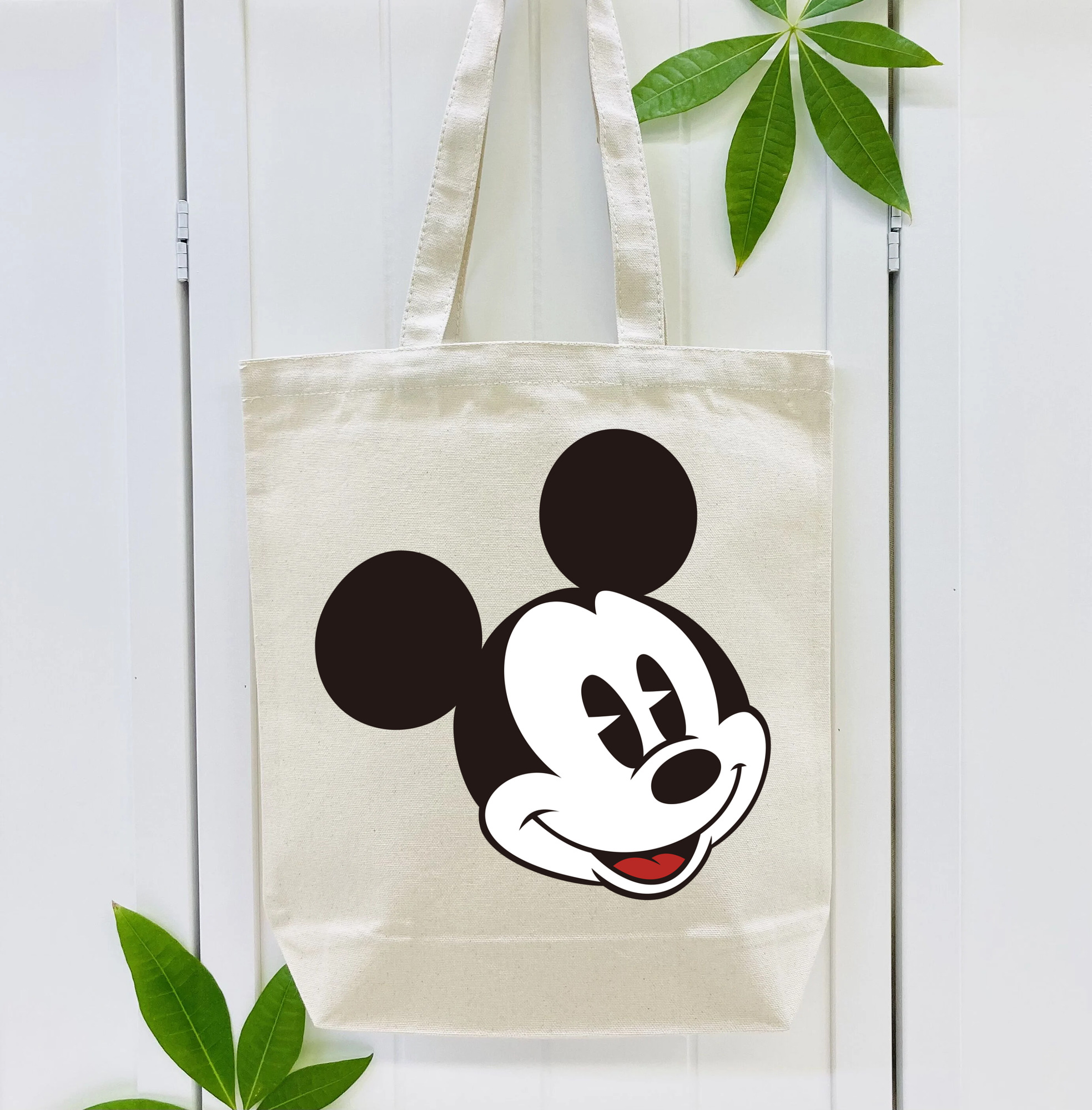 ミッキーマウス Mickey Mouse 縦型キャンバス生地手提げバッグ　トートバッグ