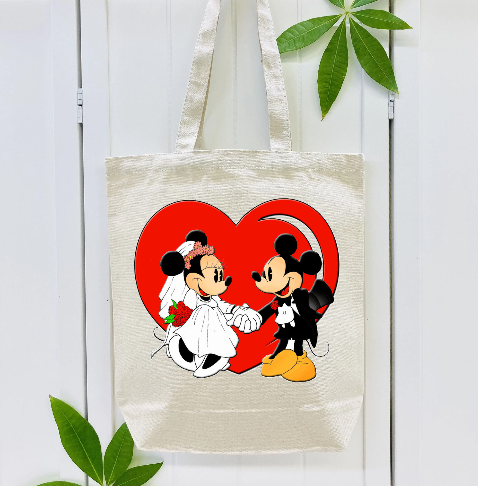 ミッキーマウス Mickey Mouse 縦型キャンバス生地手提げバッグ　トートバッグ