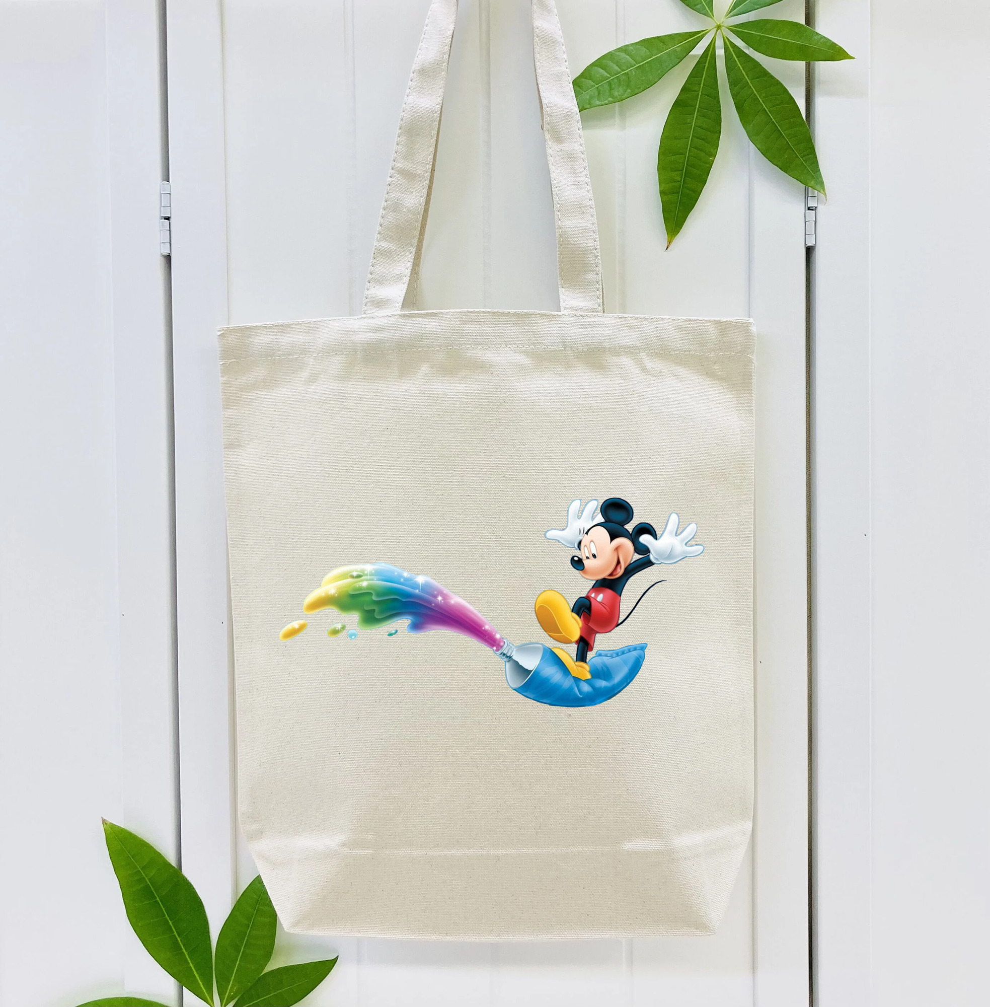 ミッキーマウス Mickey Mouse 縦型キャンバス生地手提げバッグ　トートバッグ