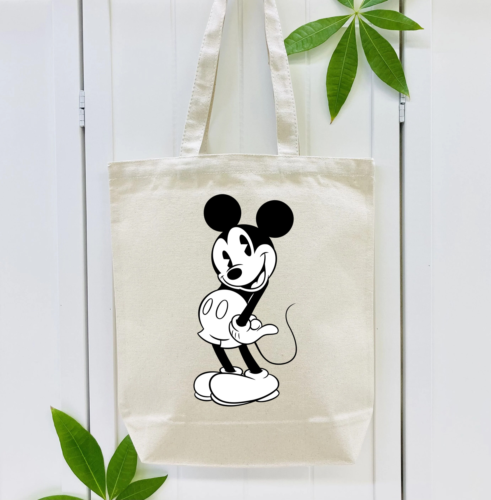 ミッキーマウス Mickey Mouse 縦型キャンバス生地手提げバッグ　トートバッグ