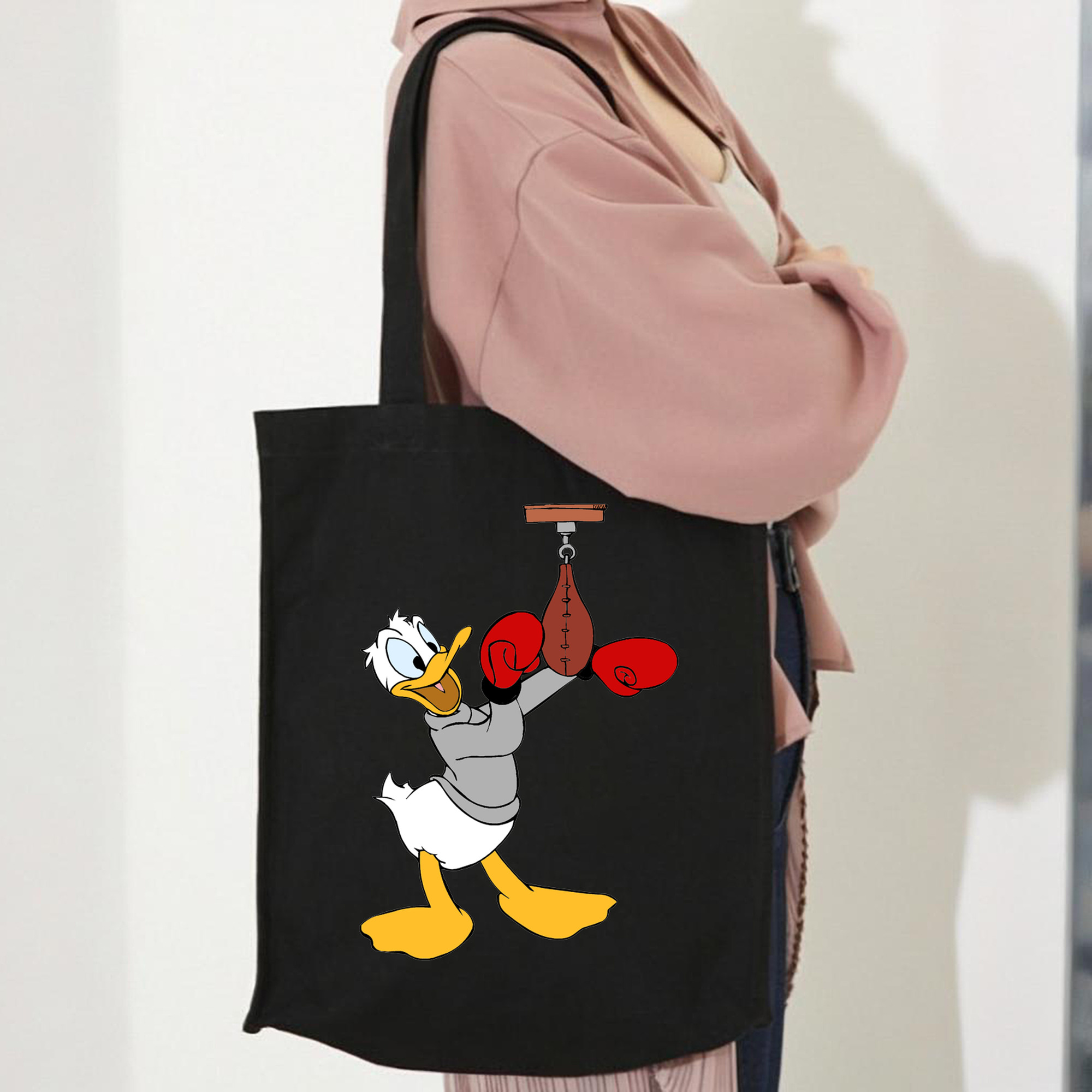 ミッキーマウス Mickey Mouse 縦型キャンバス生地手提げバッグ　トートバッグ