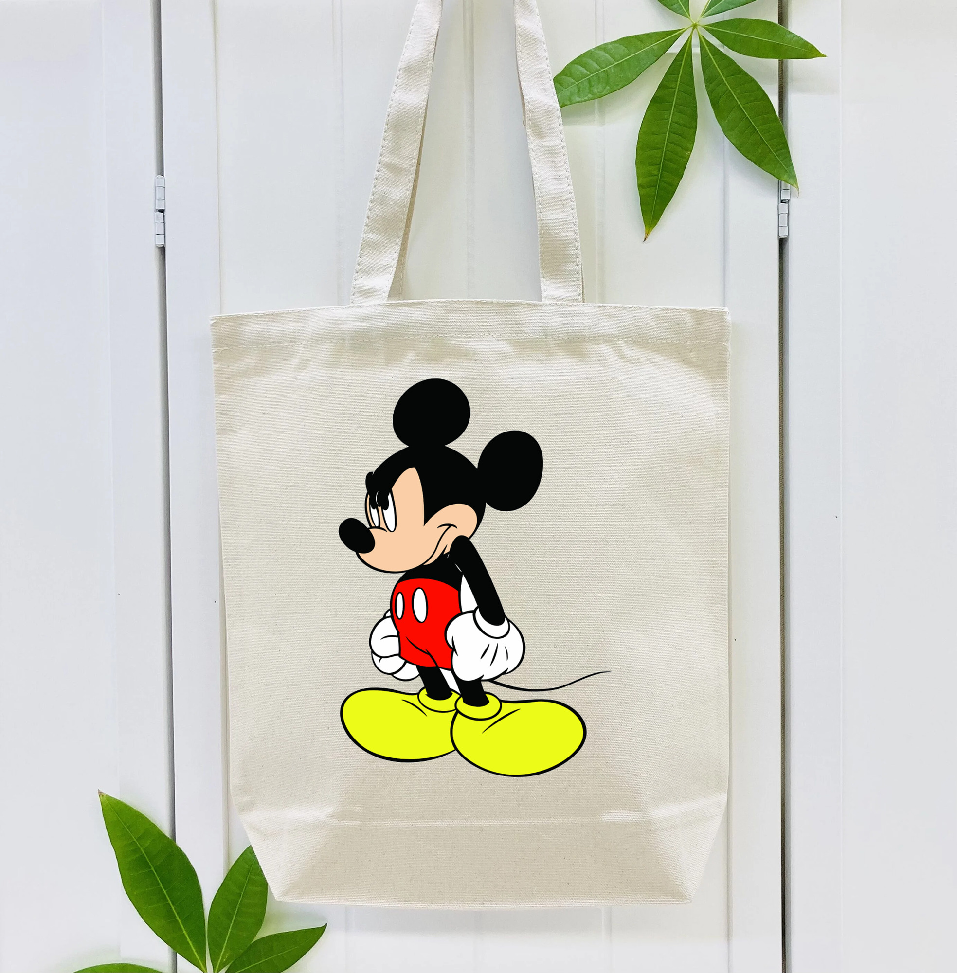 ミッキーマウス Mickey Mouse 縦型キャンバス生地手提げバッグ　トートバッグ