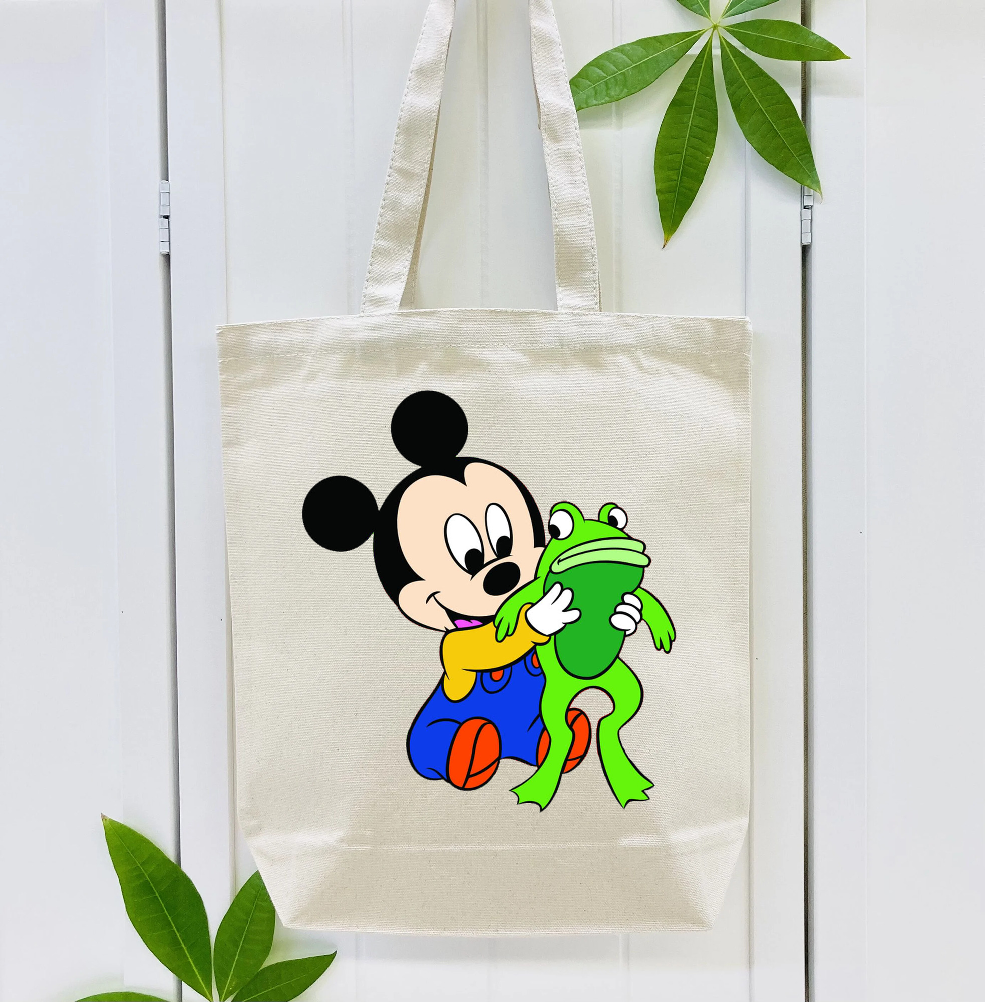 ミッキーマウス Mickey Mouse 縦型キャンバス生地手提げバッグ　トートバッグ