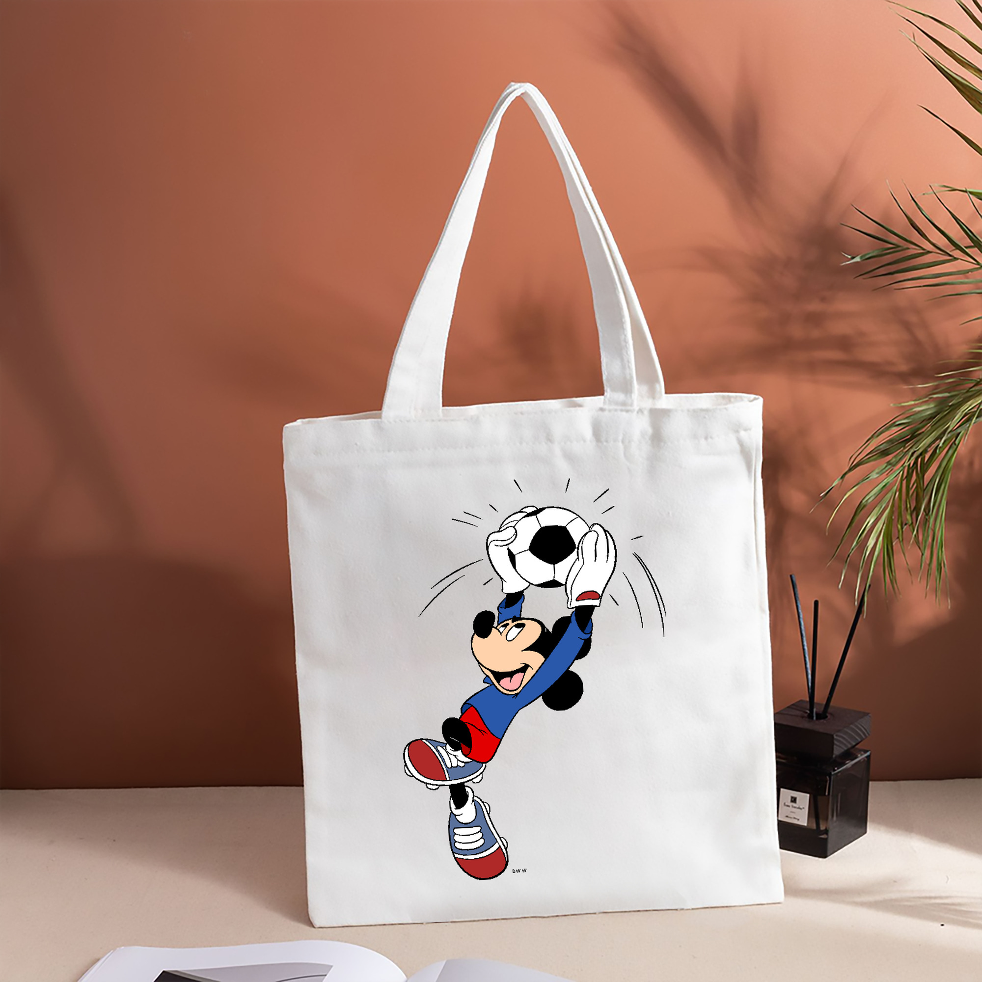 ミッキーマウス Mickey Mouse 縦型キャンバス生地手提げバッグ　トートバッグ