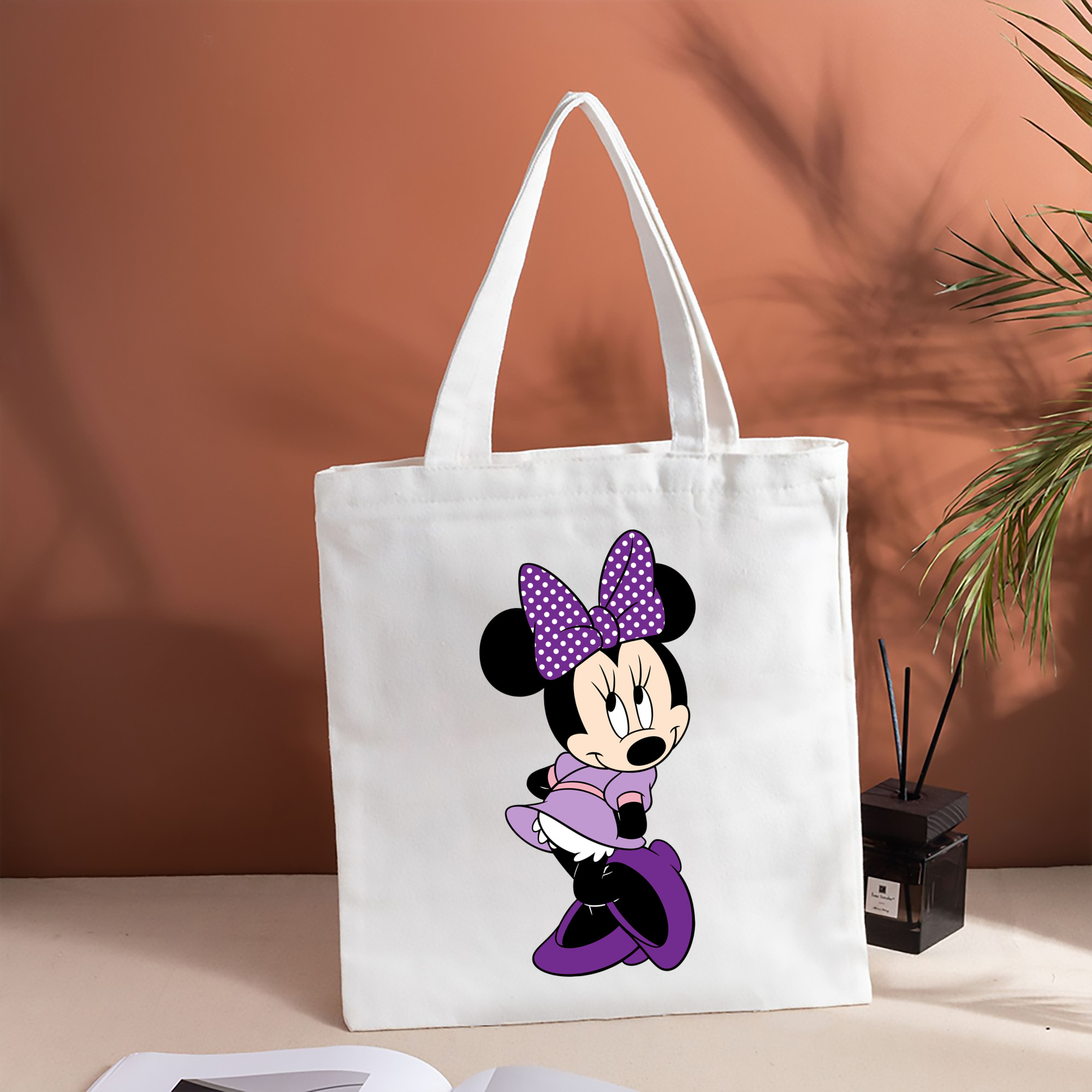 ミッキーマウス Mickey Mouse 縦型キャンバス生地手提げバッグ　トートバッグ