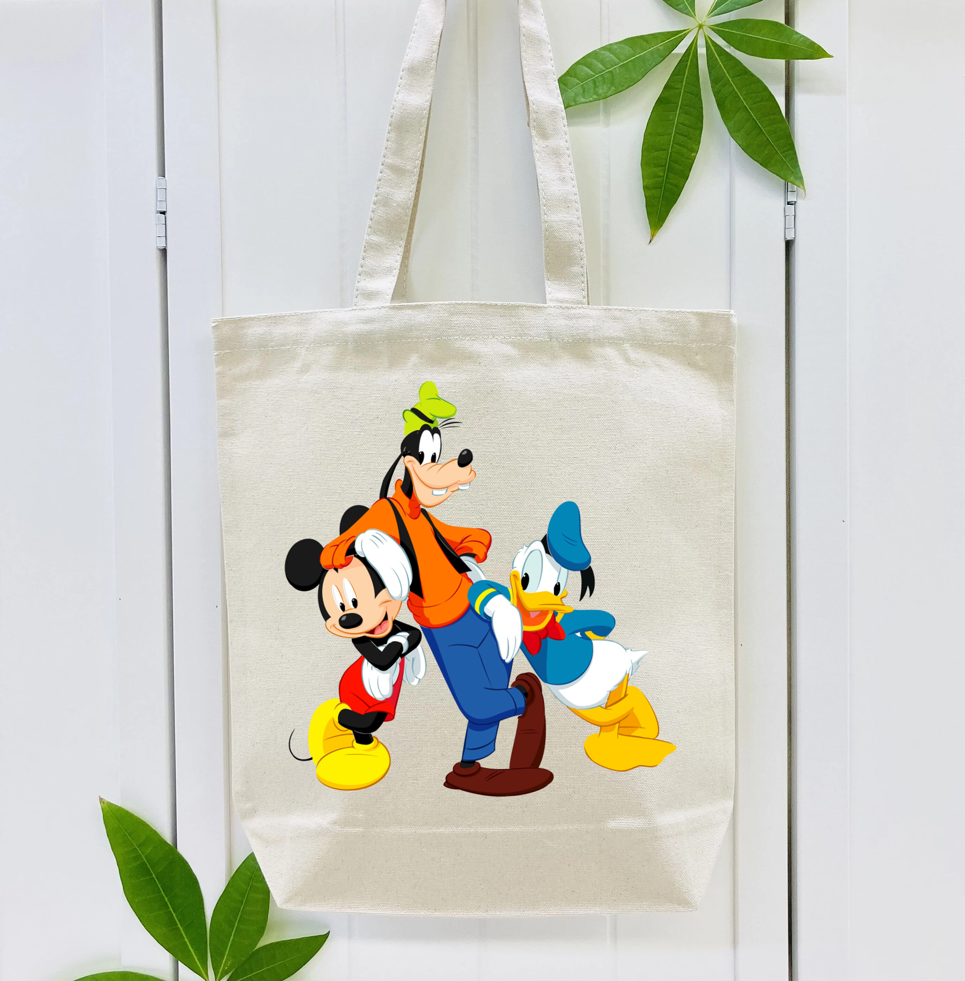 ミッキーマウス Mickey Mouse 縦型キャンバス生地手提げバッグ　トートバッグ