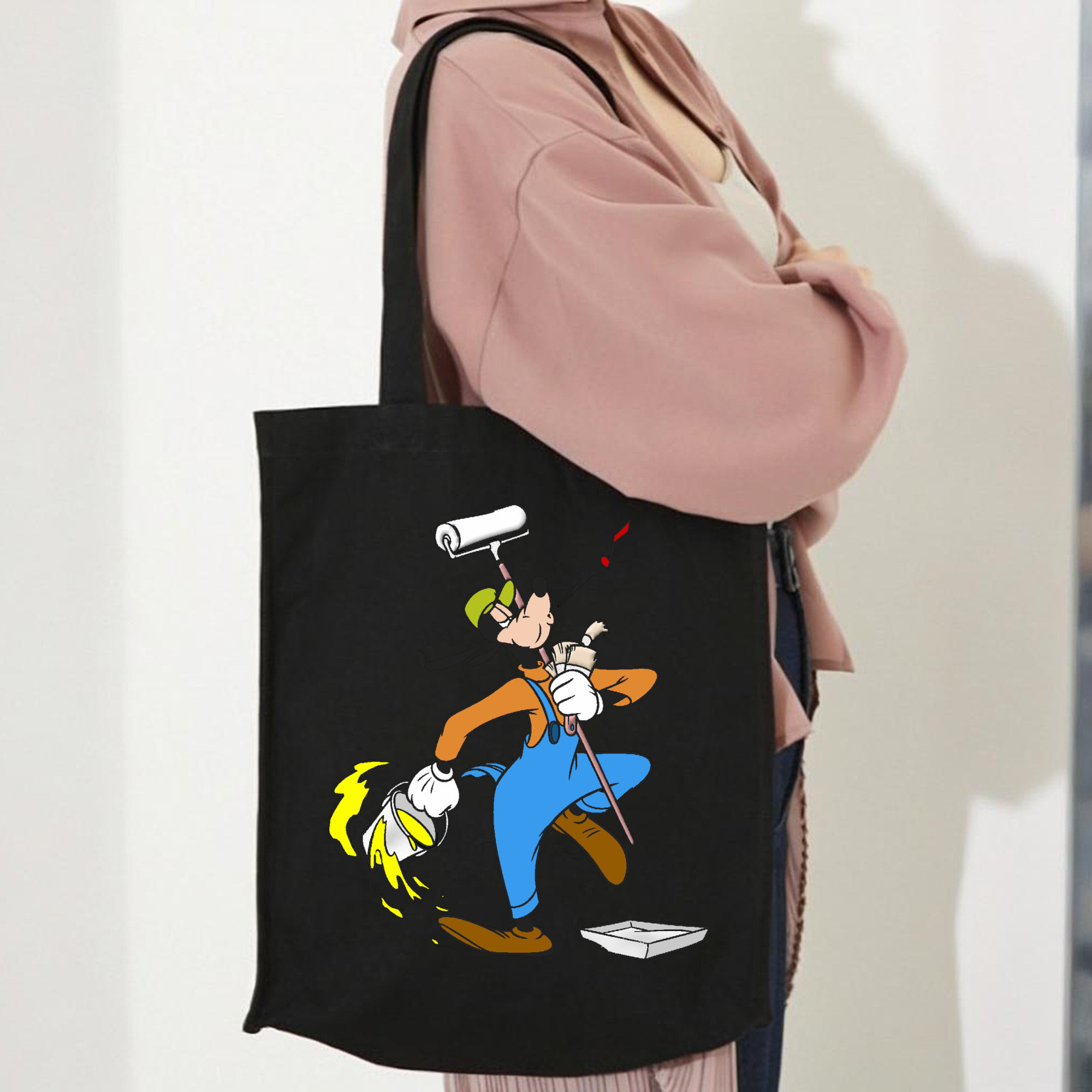 ミッキーマウス Mickey Mouse 縦型キャンバス生地手提げバッグ　トートバッグ