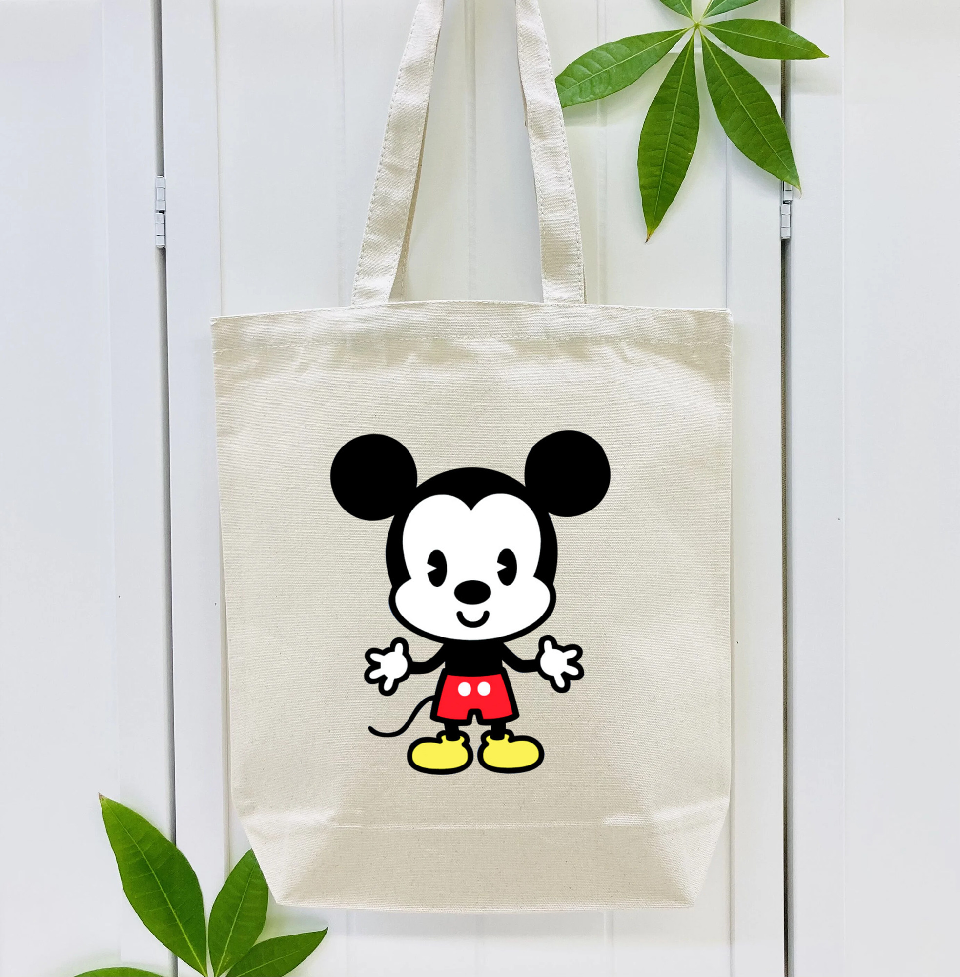 ミッキーマウス Mickey Mouse 縦型キャンバス生地手提げバッグ　トートバッグ