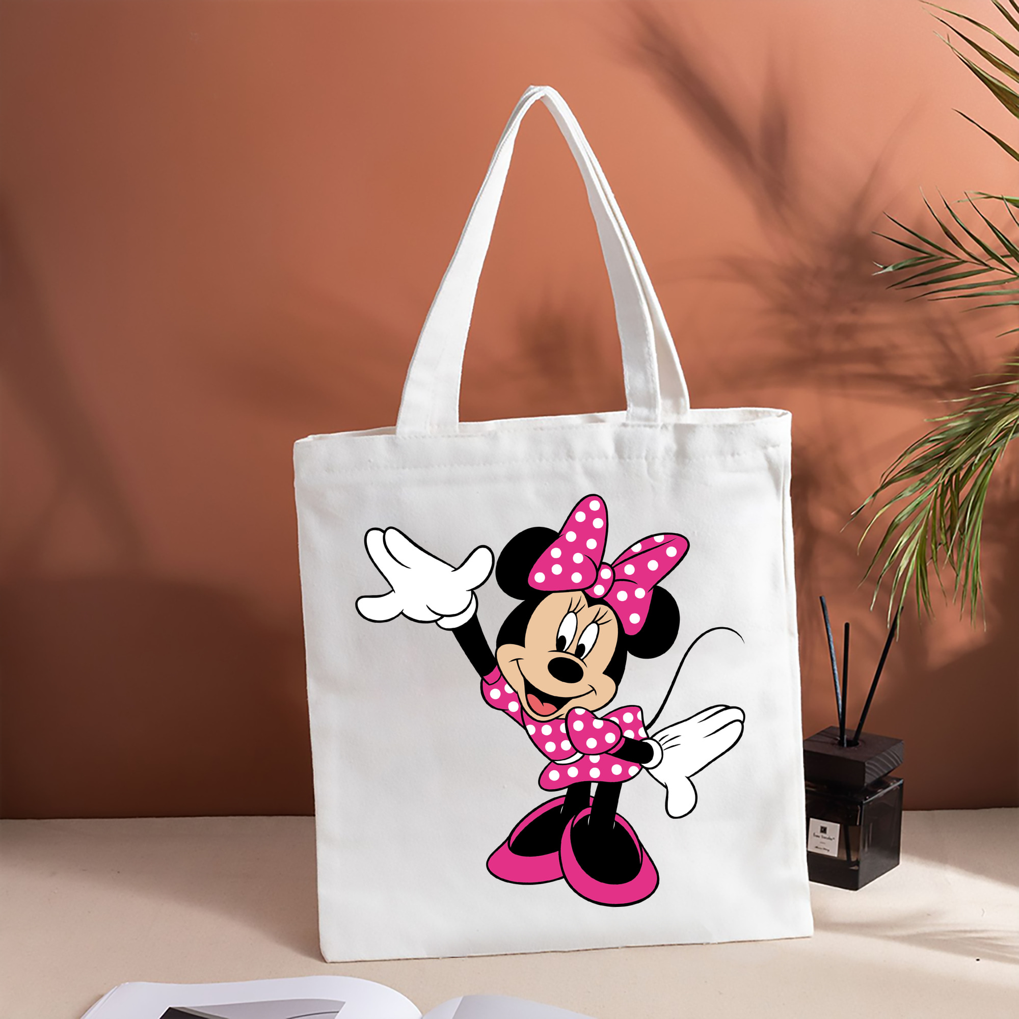 ミッキーマウス Mickey Mouse 縦型キャンバス生地手提げバッグ　トートバッグ