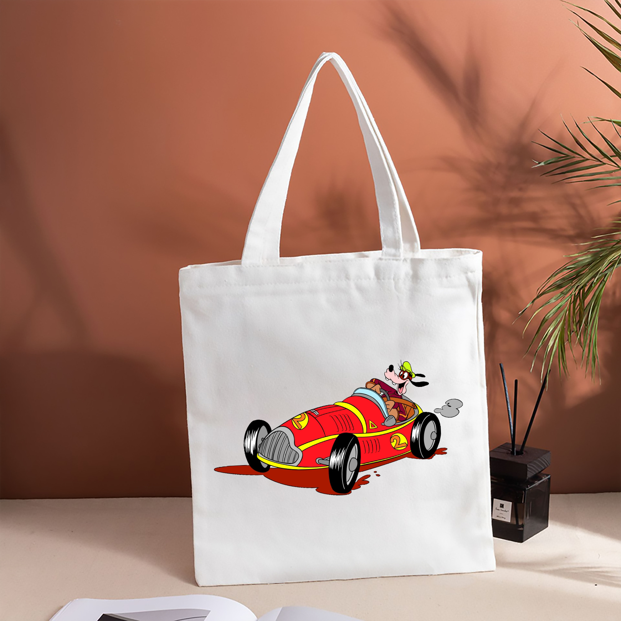 ミッキーマウス Mickey Mouse 縦型キャンバス生地手提げバッグ　トートバッグ