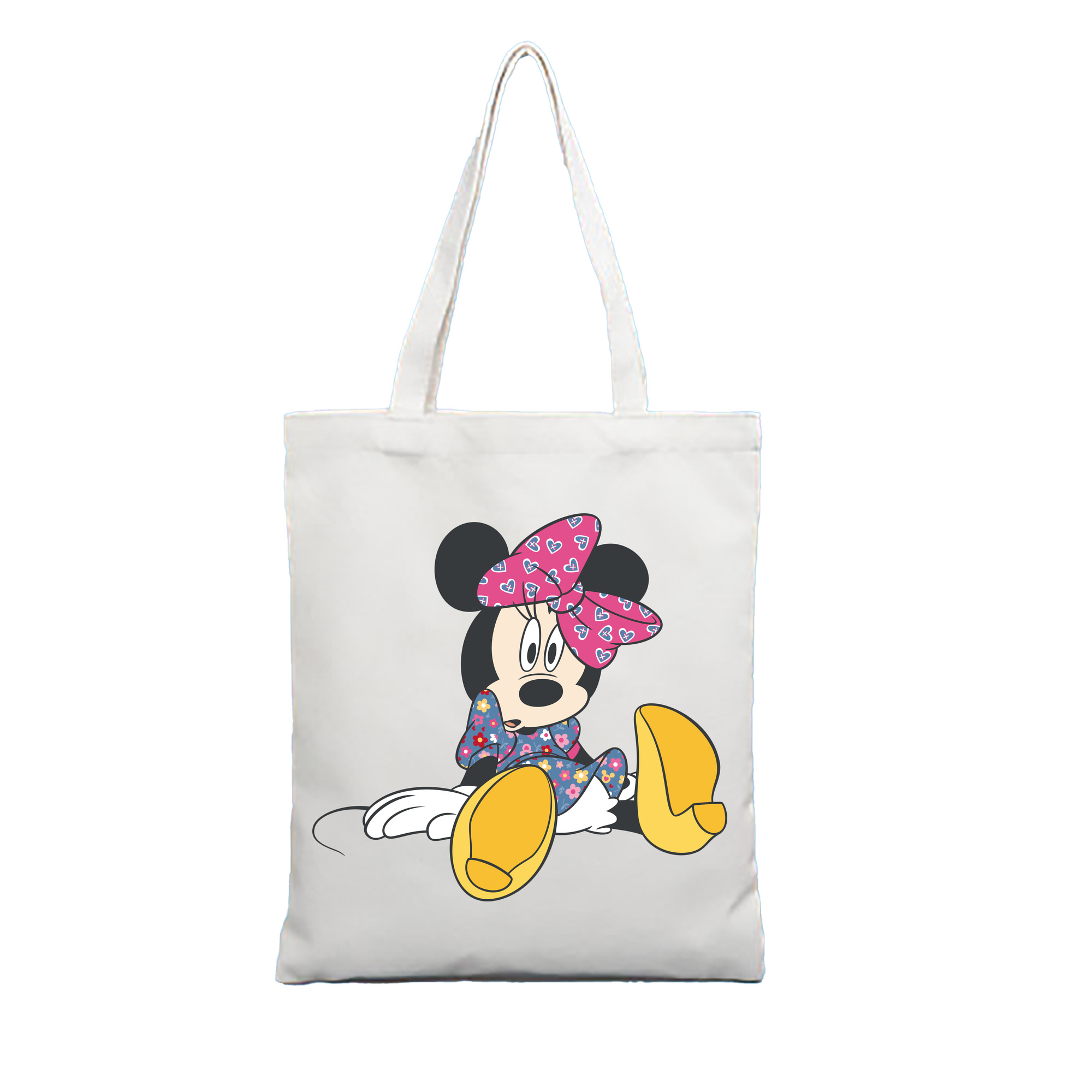 ミッキーマウス Mickey Mouse 縦型キャンバス生地手提げバッグ　トートバッグ