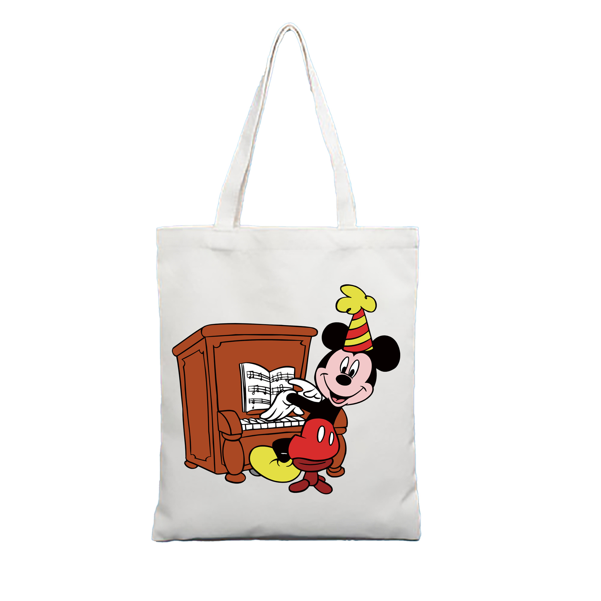 ミッキーマウス Mickey Mouse 縦型キャンバス生地手提げバッグ　トートバッグ