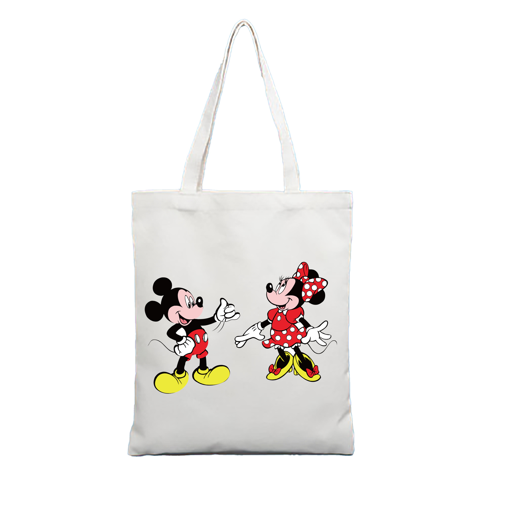 ミッキーマウス Mickey Mouse 縦型キャンバス生地手提げバッグ　トートバッグ