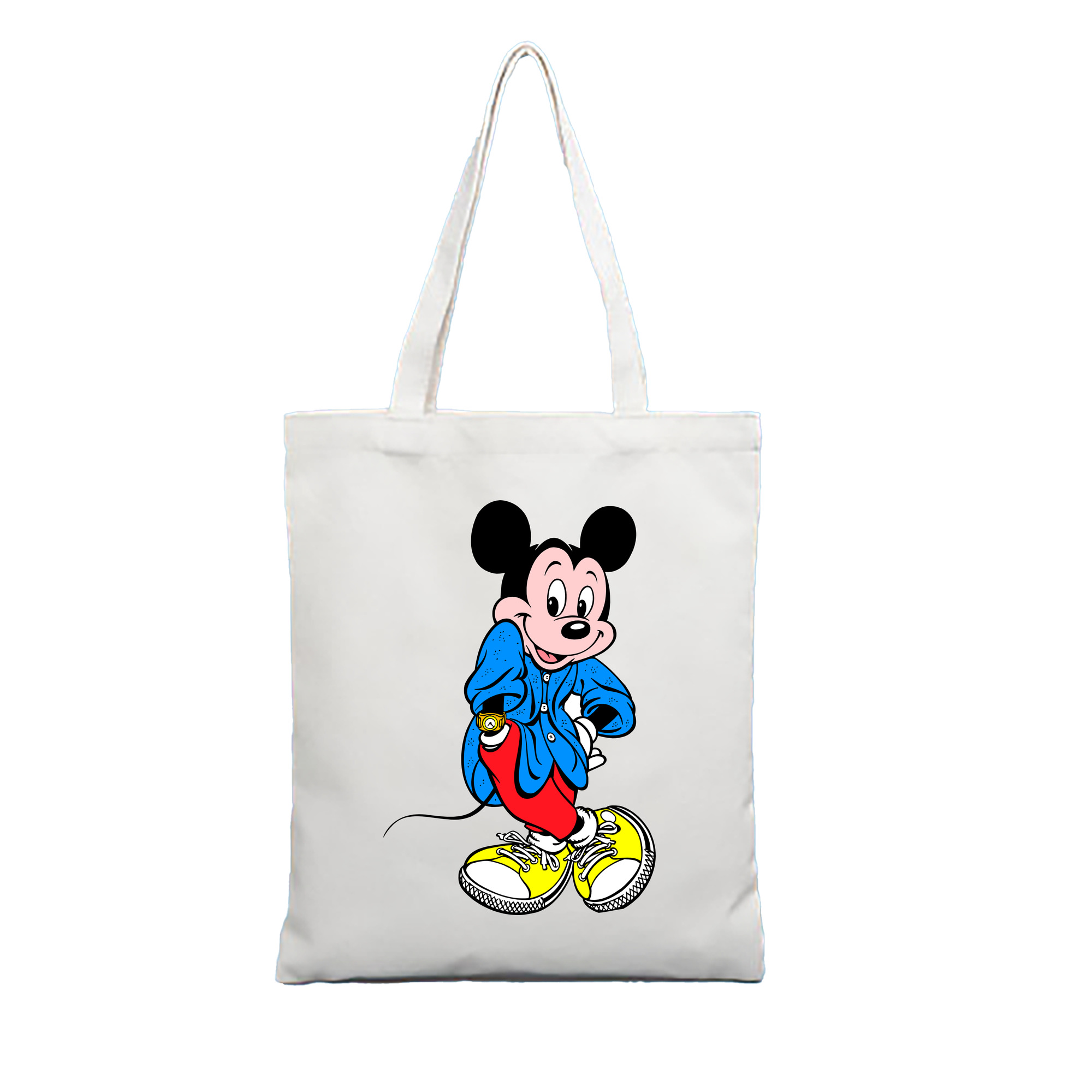 （画像用） ミッキーマウス Mickey Mouse 縦型キャンバス生地手提げバッグ　トートバッグ