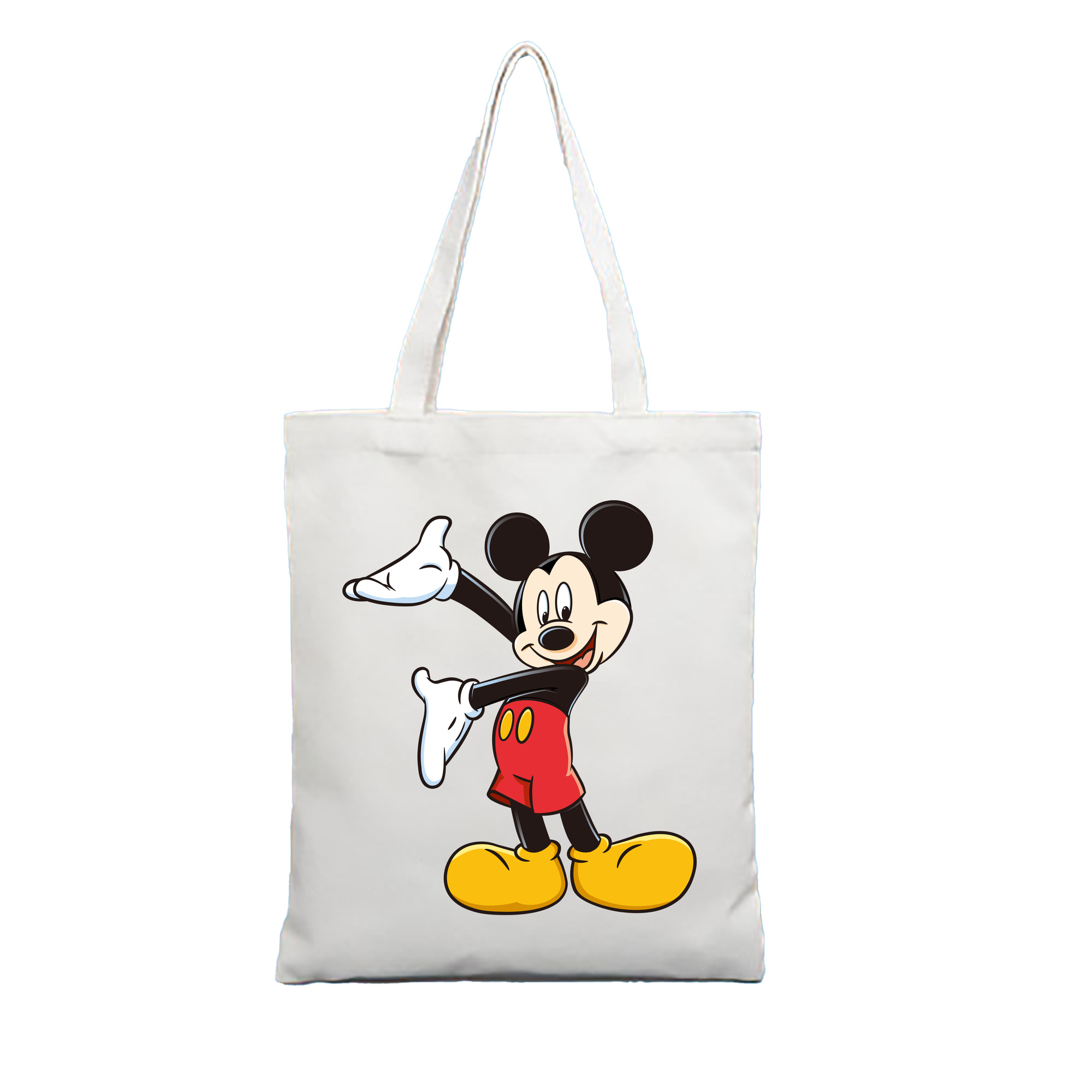（画像用） ミッキーマウス Mickey Mouse 縦型キャンバス生地手提げバッグ　トートバッグ