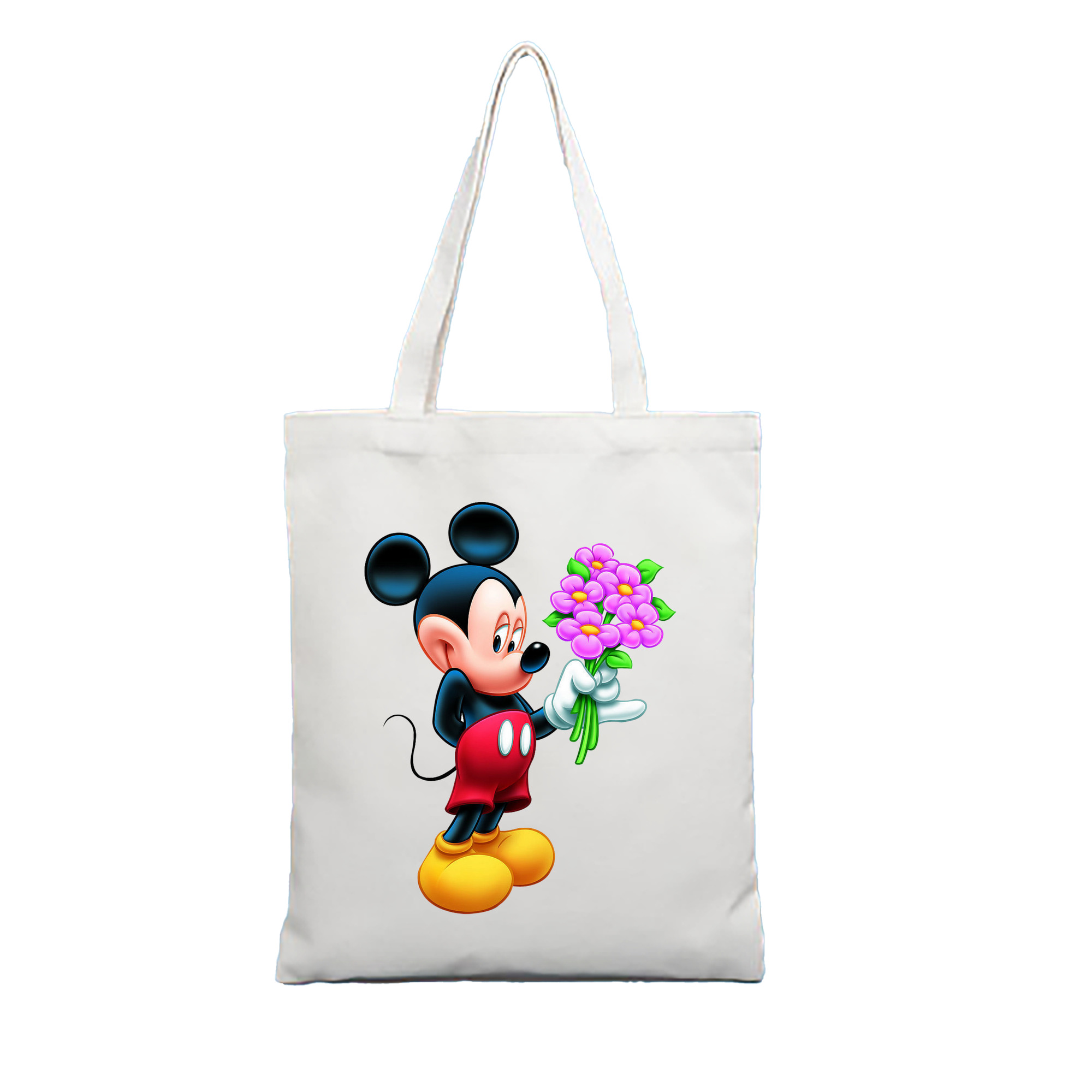（画像用） ミッキーマウス Mickey Mouse 縦型キャンバス生地手提げバッグ　トートバッグ