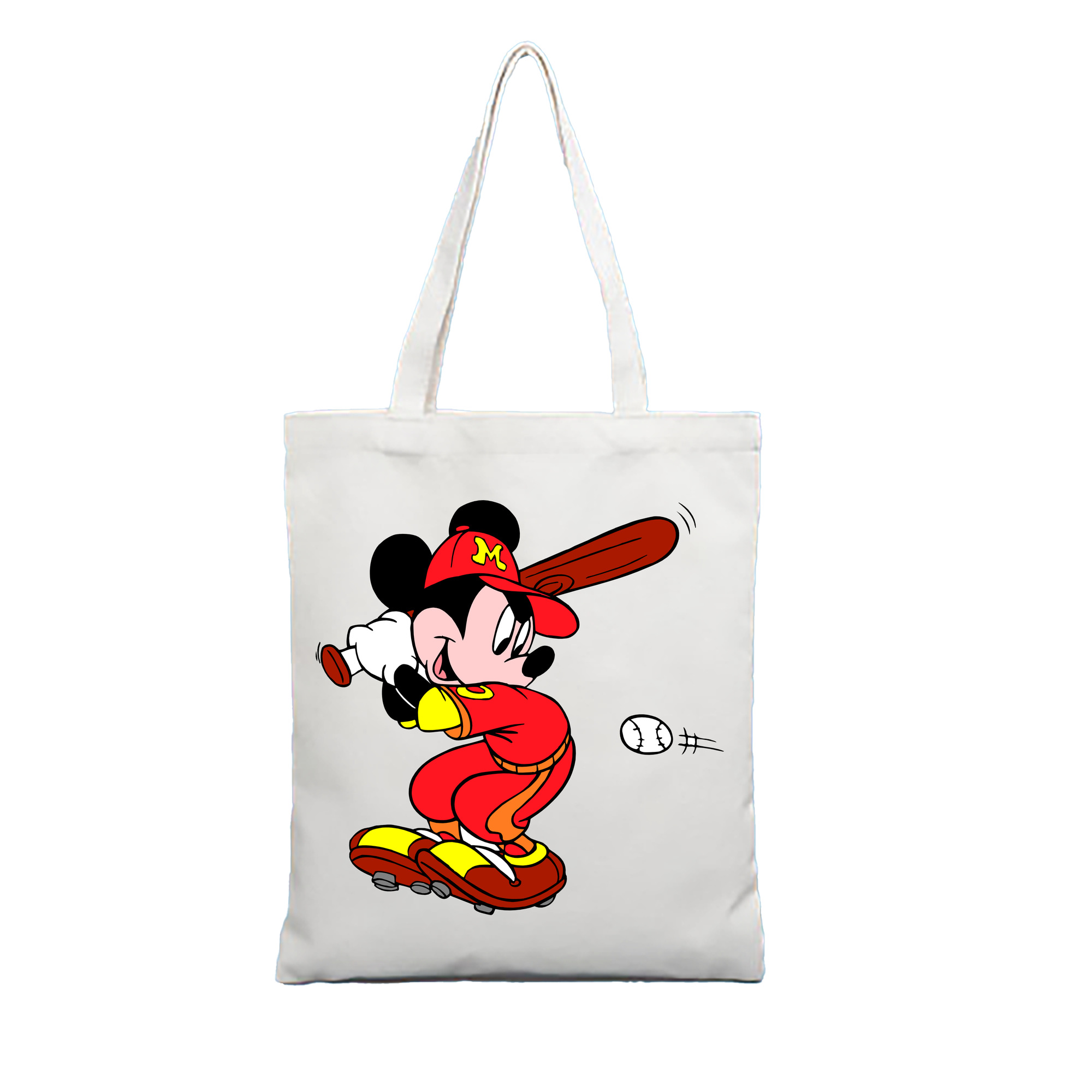 （画像用） ミッキーマウス Mickey Mouse 縦型キャンバス生地手提げバッグ　トートバッグ