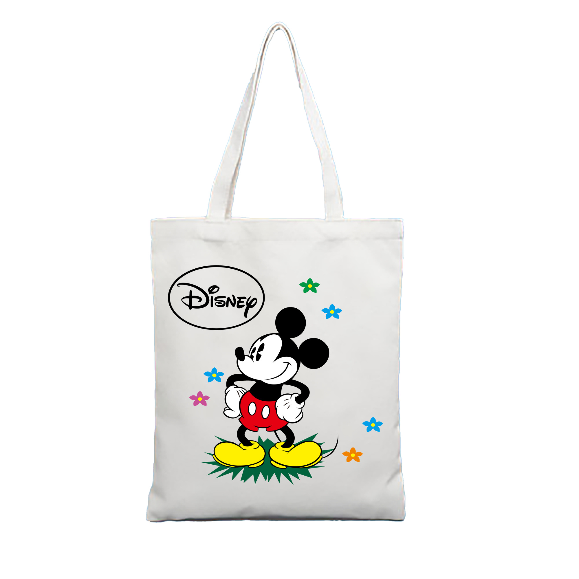 （画像用） ミッキーマウス Mickey Mouse 縦型キャンバス生地手提げバッグ　トートバッグ