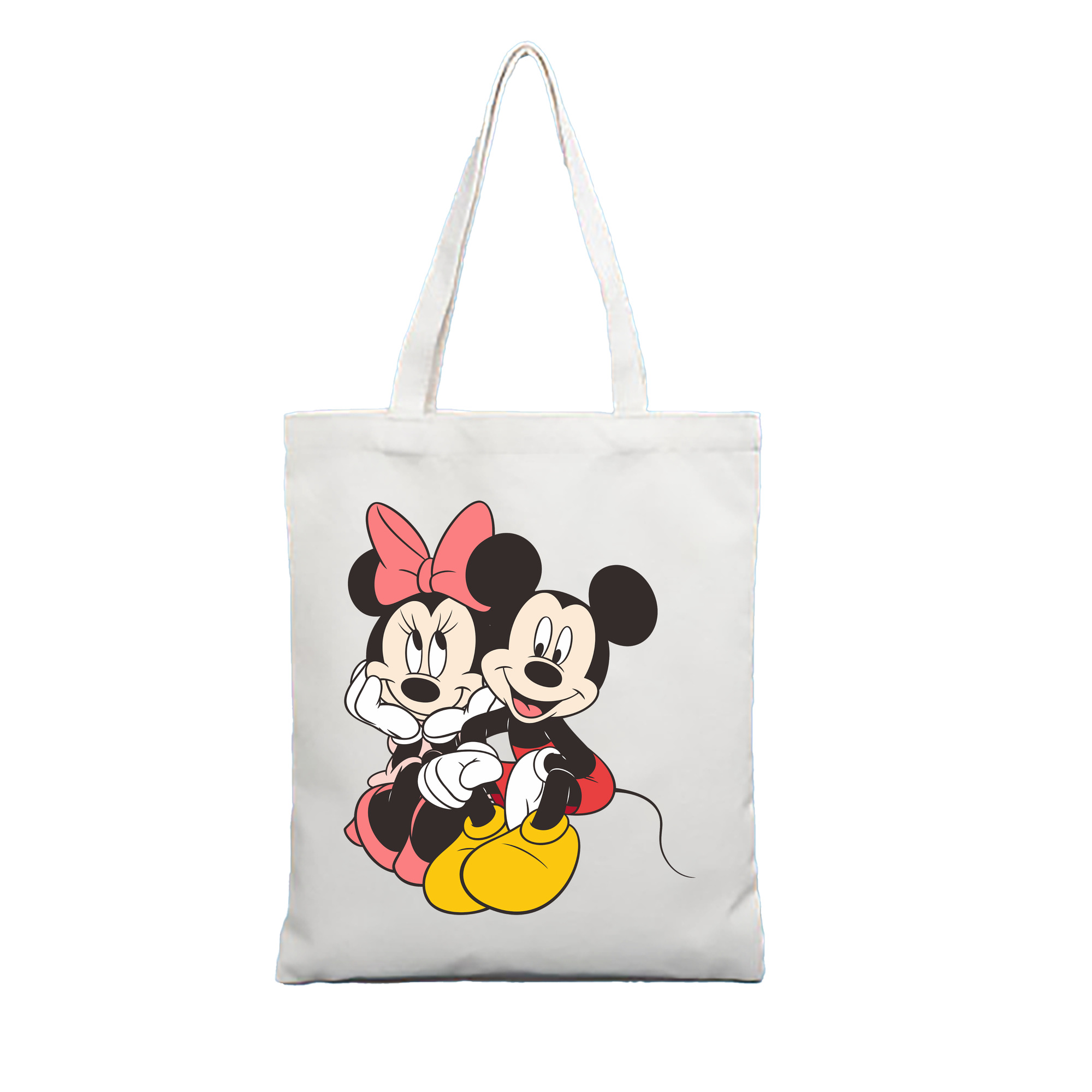 （画像用） ミッキーマウス Mickey Mouse 縦型キャンバス生地手提げバッグ　トートバッグ