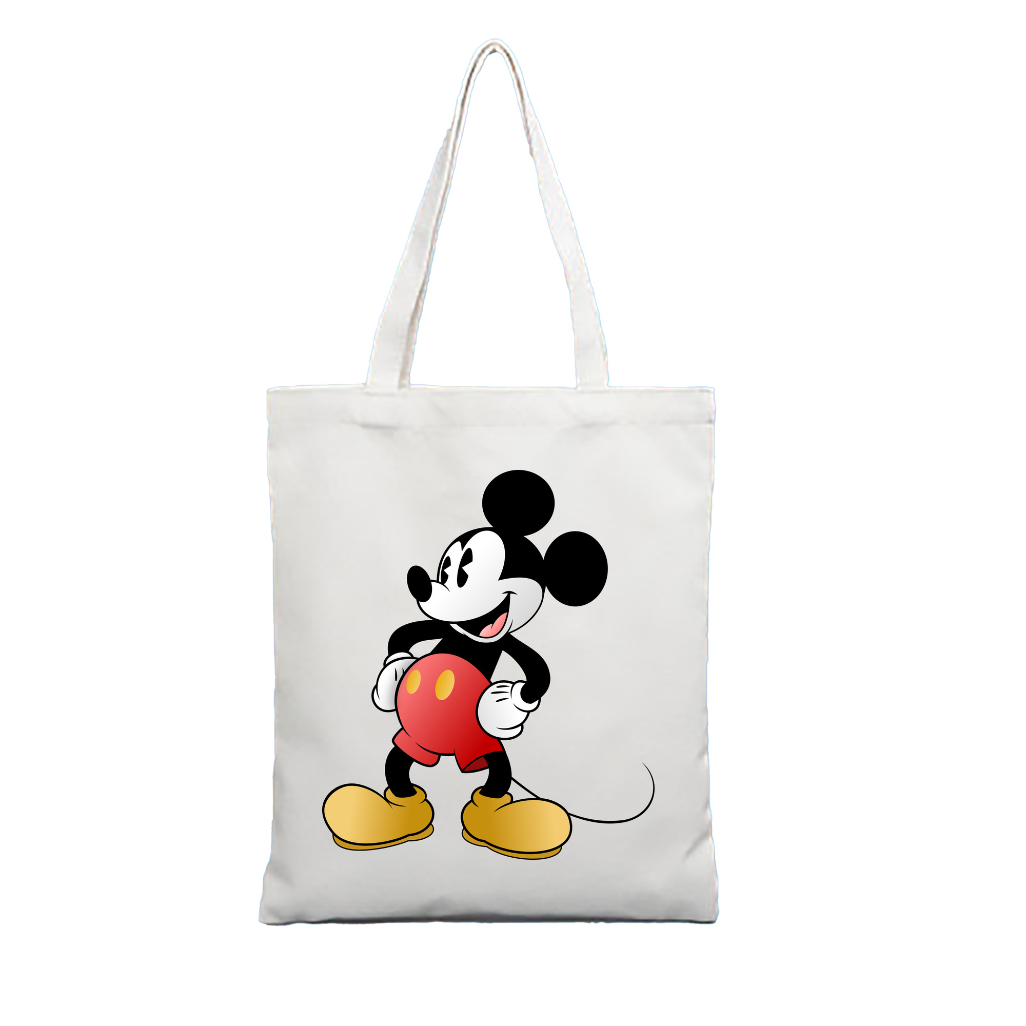 （画像用） ミッキーマウス Mickey Mouse 縦型キャンバス生地手提げバッグ　トートバッグ