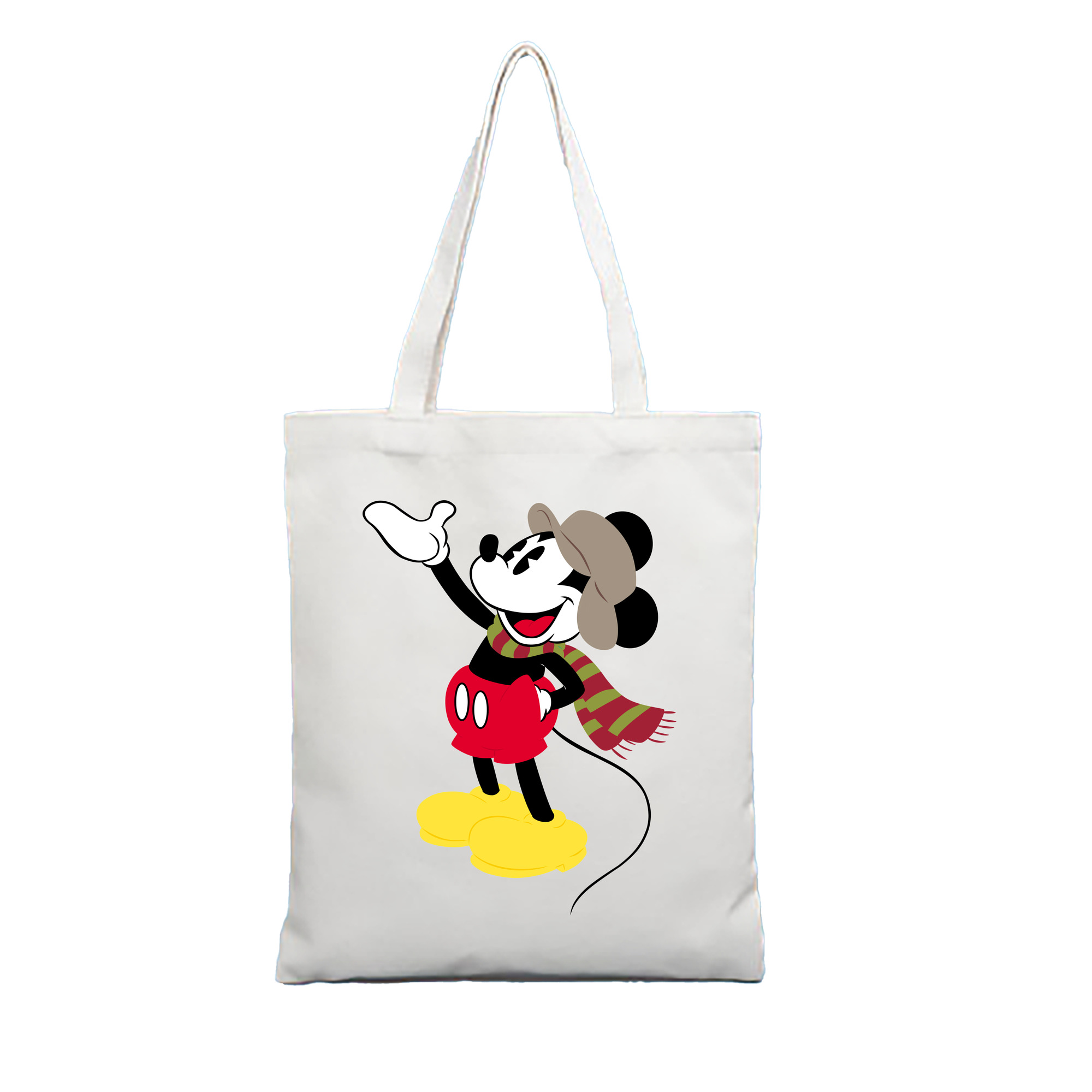 （画像用） ミッキーマウス Mickey Mouse 縦型キャンバス生地手提げバッグ　トートバッグ