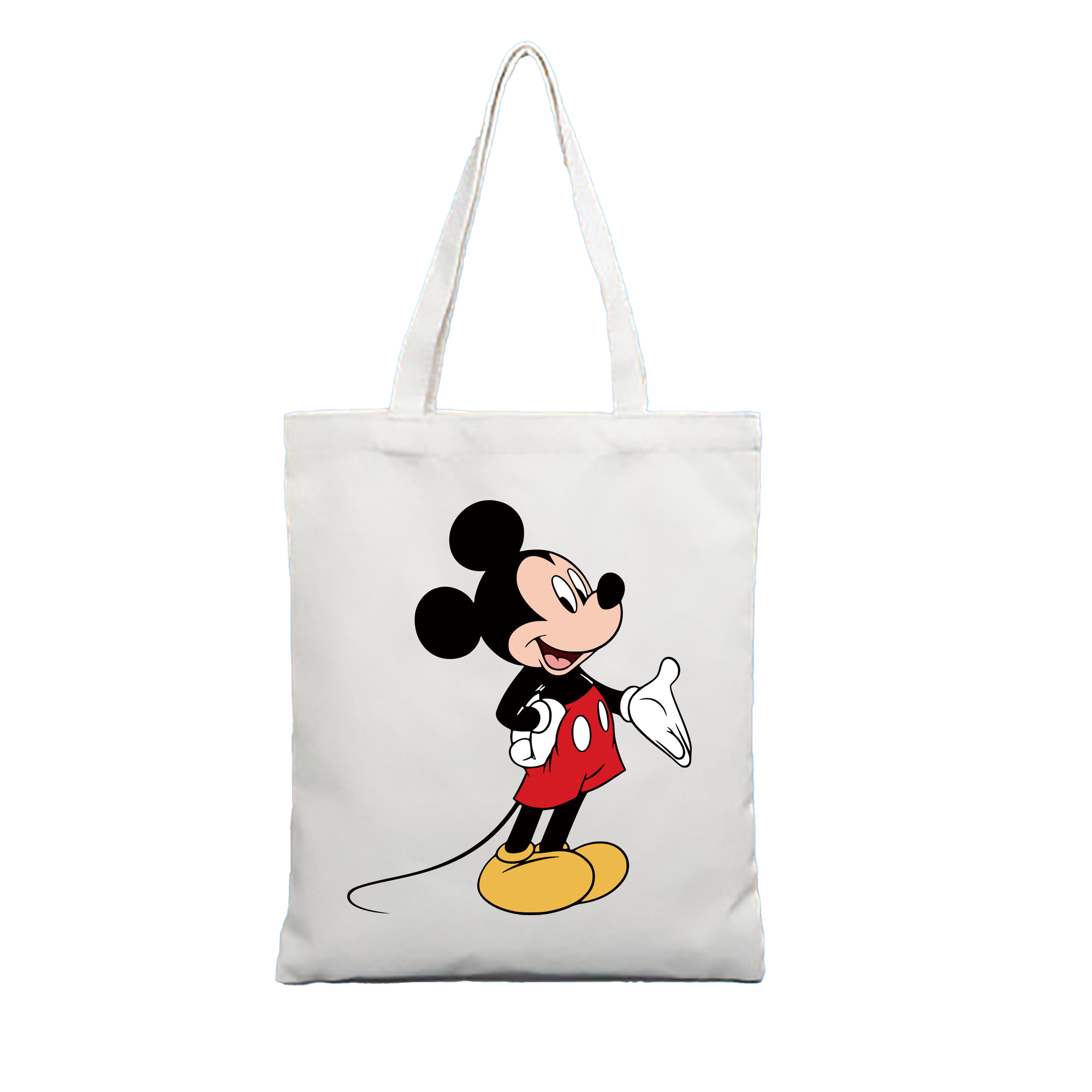（画像用） ミッキーマウス Mickey Mouse 縦型キャンバス生地手提げバッグ　トートバッグ