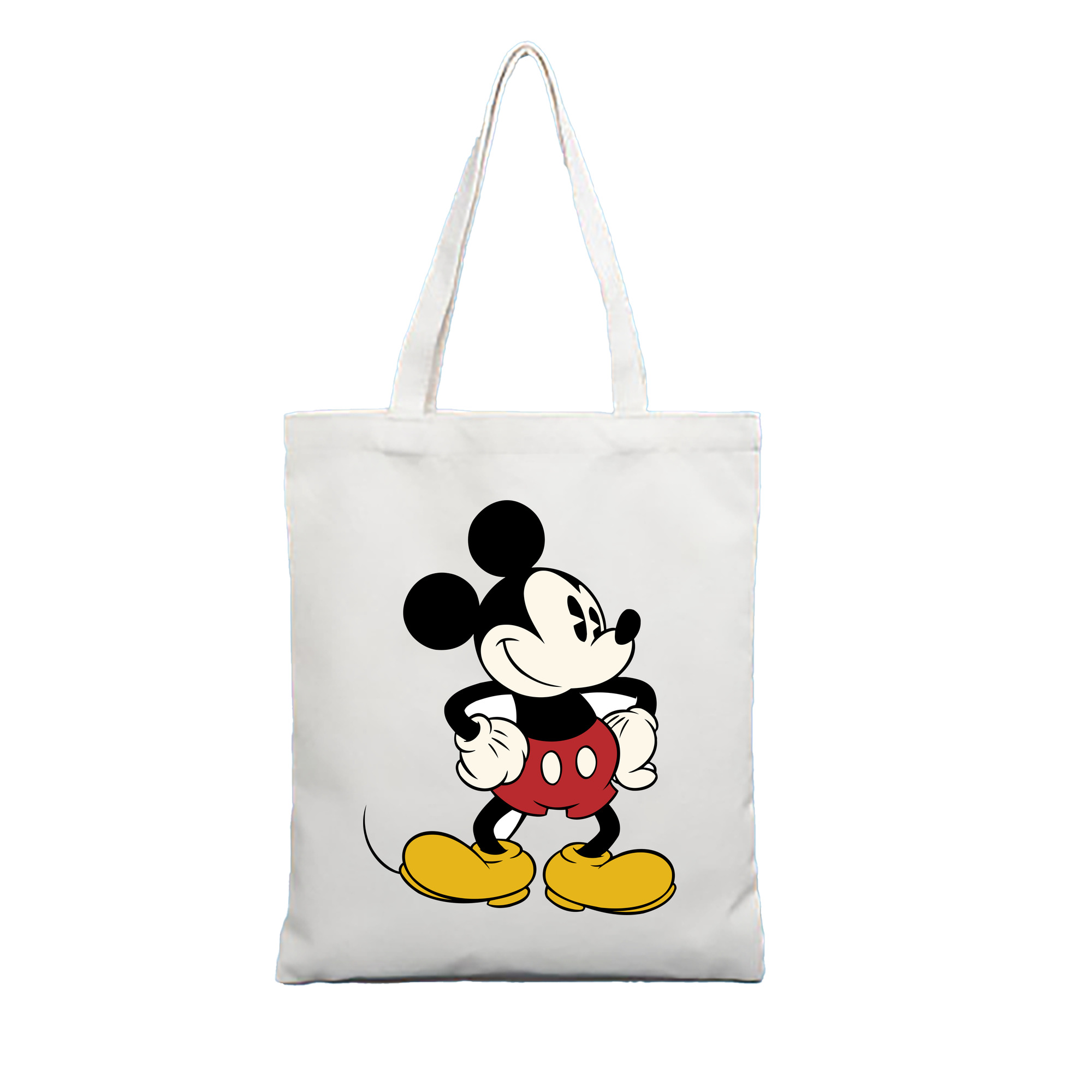 （画像用） ミッキーマウス Mickey Mouse 縦型キャンバス生地手提げバッグ　トートバッグ