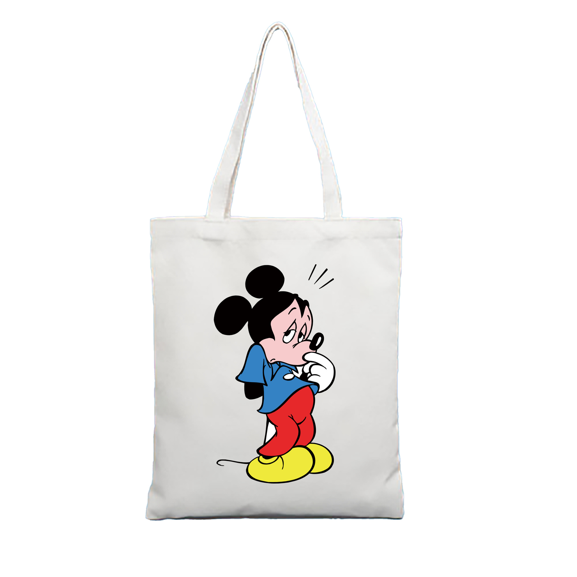 （画像用） ミッキーマウス Mickey Mouse 縦型キャンバス生地手提げバッグ　トートバッグ